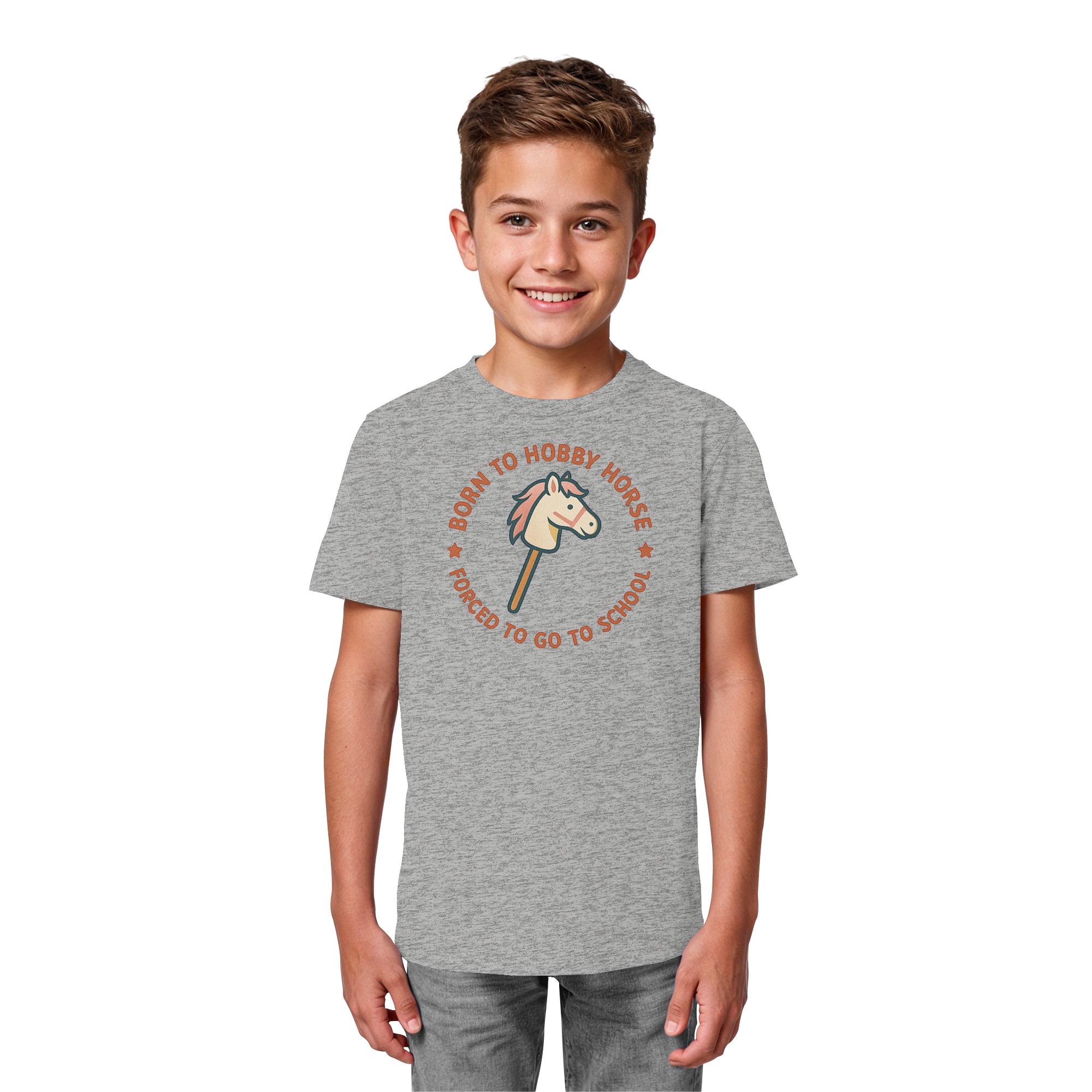 „Born to Hobby Horse – Forced to Go to School“ ✨ - Kids Organic Shirt