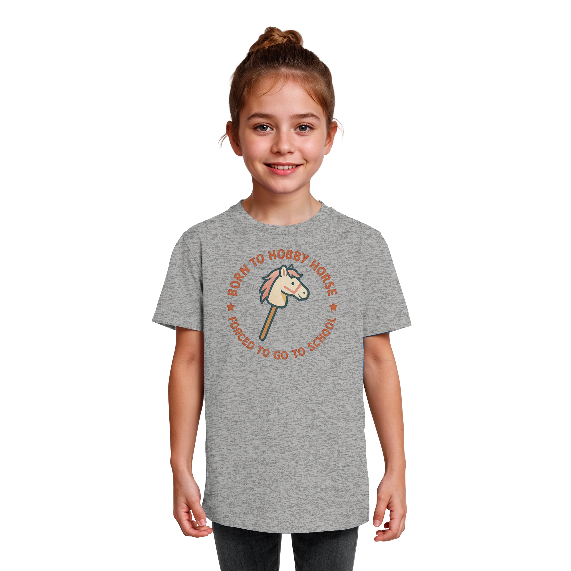 „Born to Hobby Horse – Forced to Go to School“ ✨ - Kids Organic Shirt