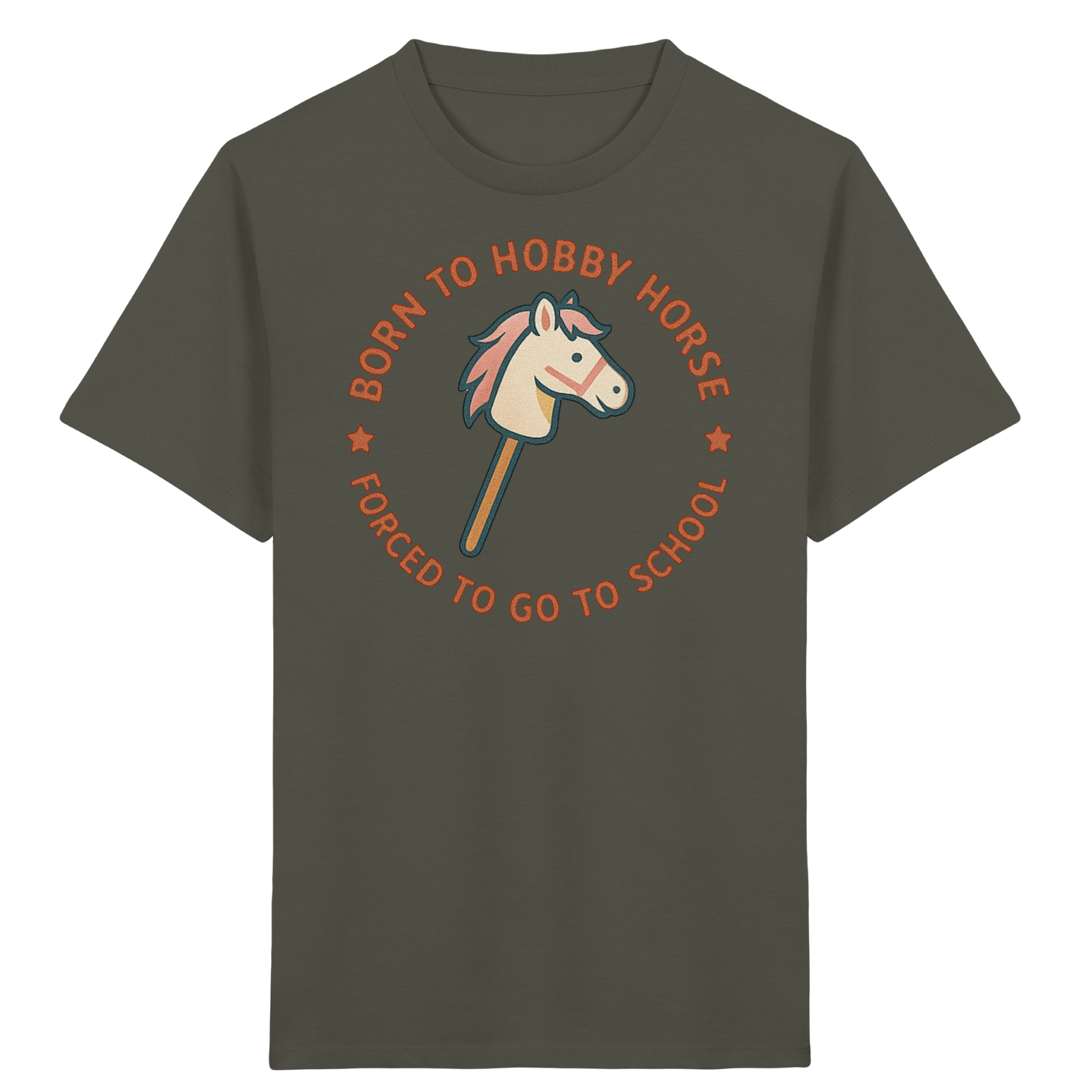 „Born to Hobby Horse – Forced to Go to School“ ✨ - Kids Organic Shirt