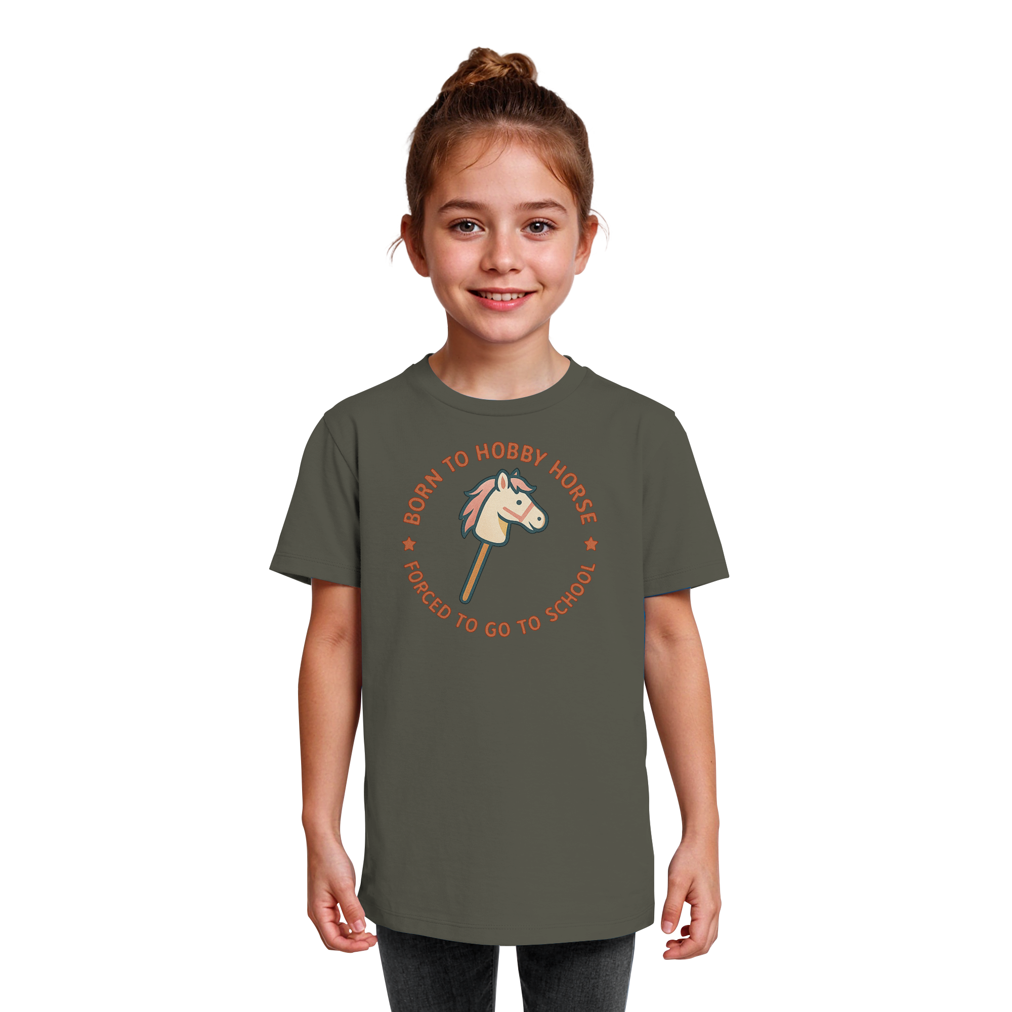 „Born to Hobby Horse – Forced to Go to School“ ✨ - Kids Organic Shirt