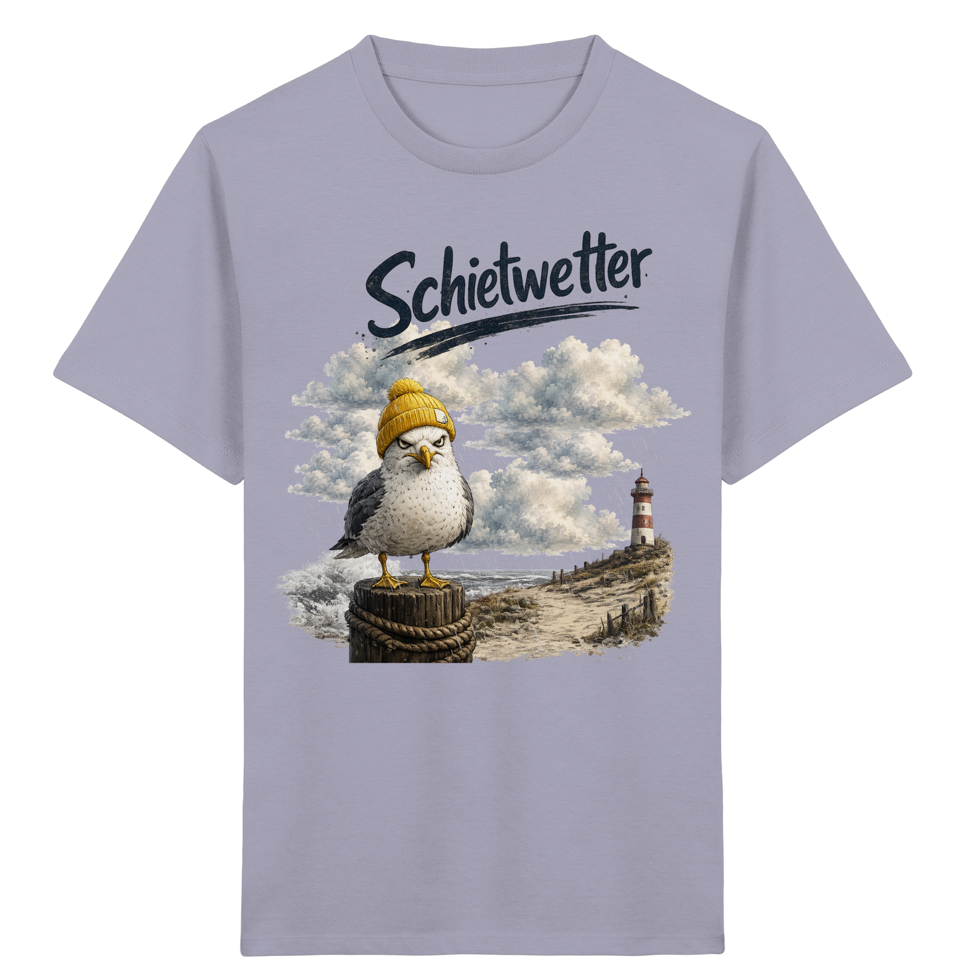 Möwe - Schietwetter - Ostsee - Leuchtturm - Maritimes Küsten Motiv - Für Ostsee und Nordsee - Fans - Kids Organic Shirt