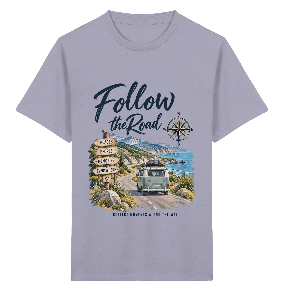 Follow the Road – Vanlife – Kinder Bio T-Shirt – Frontprint