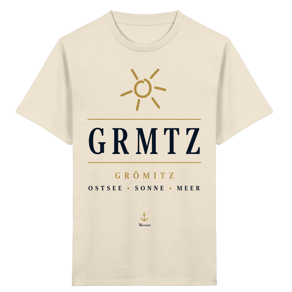 GRMTZ Grömitz Kinder Bio-T-Shirt in Natural Raw mit maritimem Ostsee-Print
