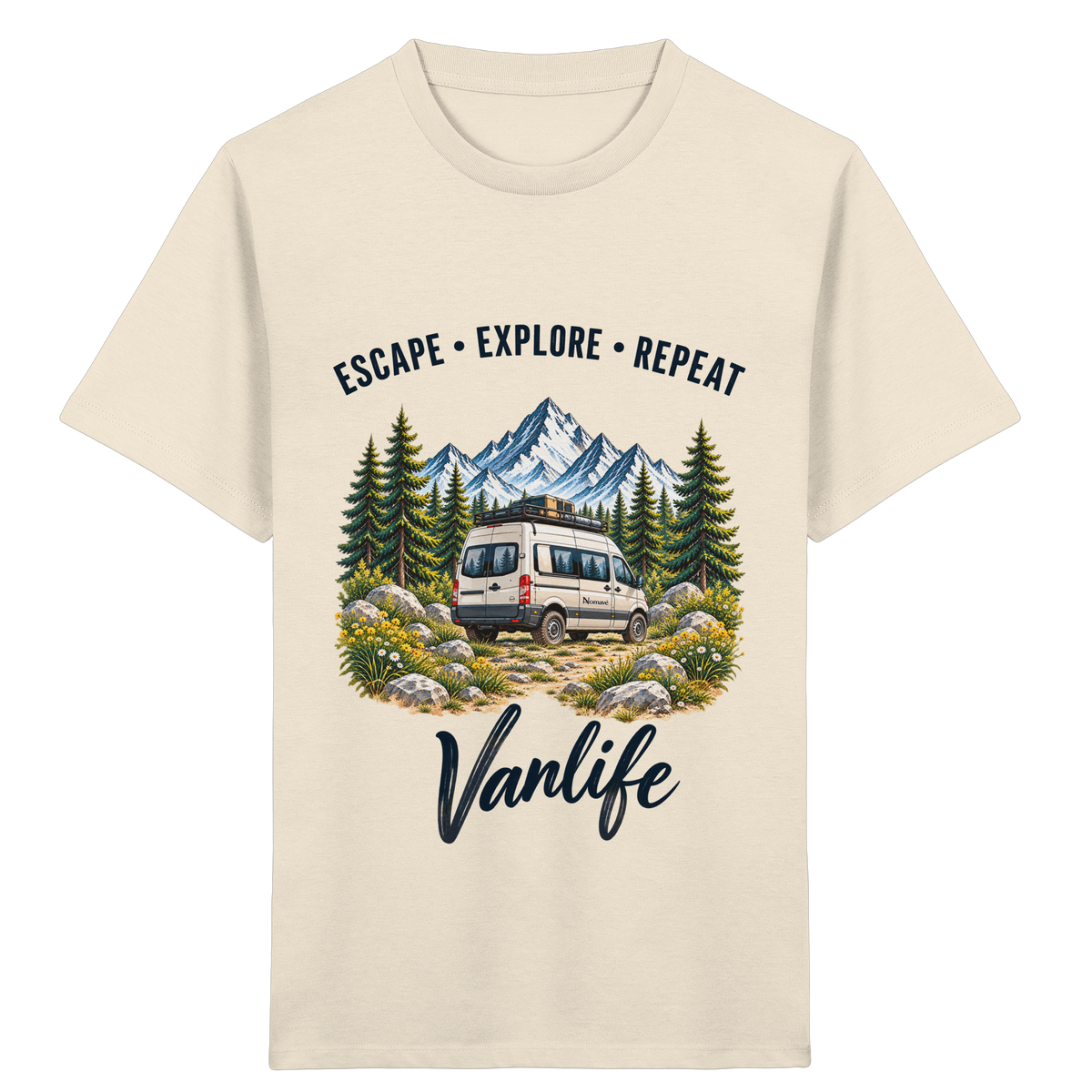 Escape • Explore • Repeat – Vanlife - Kinder Bio T-Shirt