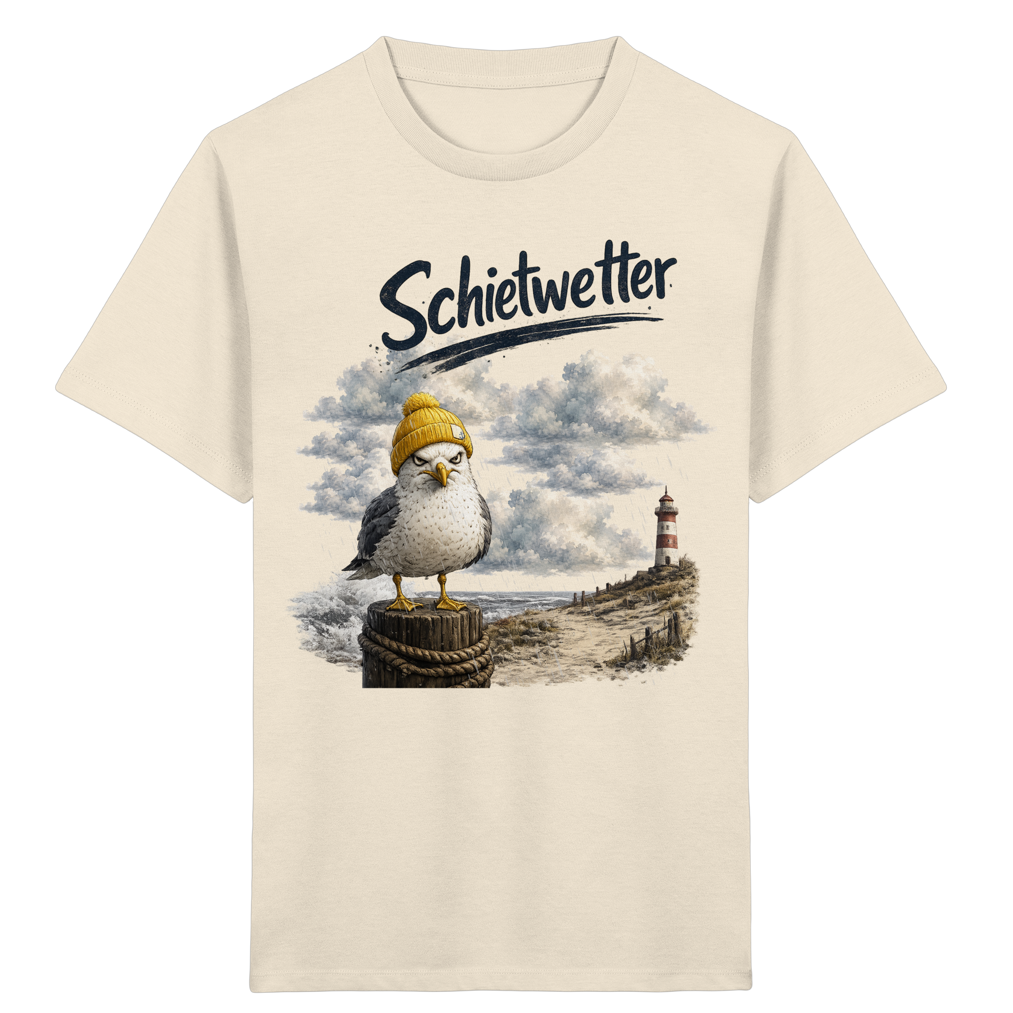 Möwe - Schietwetter - Ostsee - Leuchtturm - Maritimes Küsten Motiv - Für Ostsee und Nordsee - Fans - Kids Organic Shirt