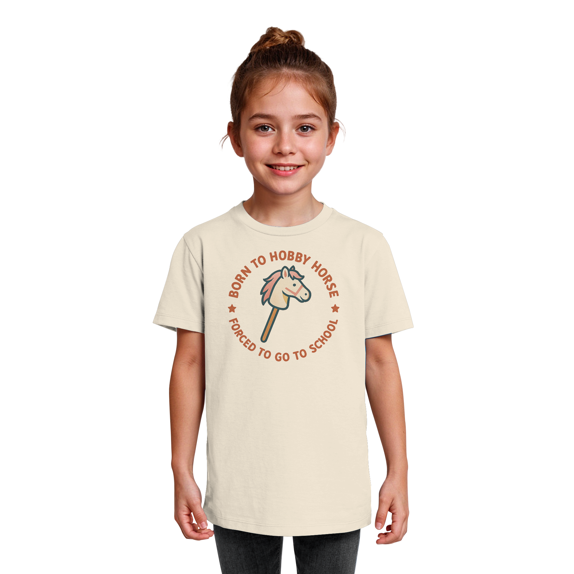 „Born to Hobby Horse – Forced to Go to School“ ✨ - Kids Organic Shirt