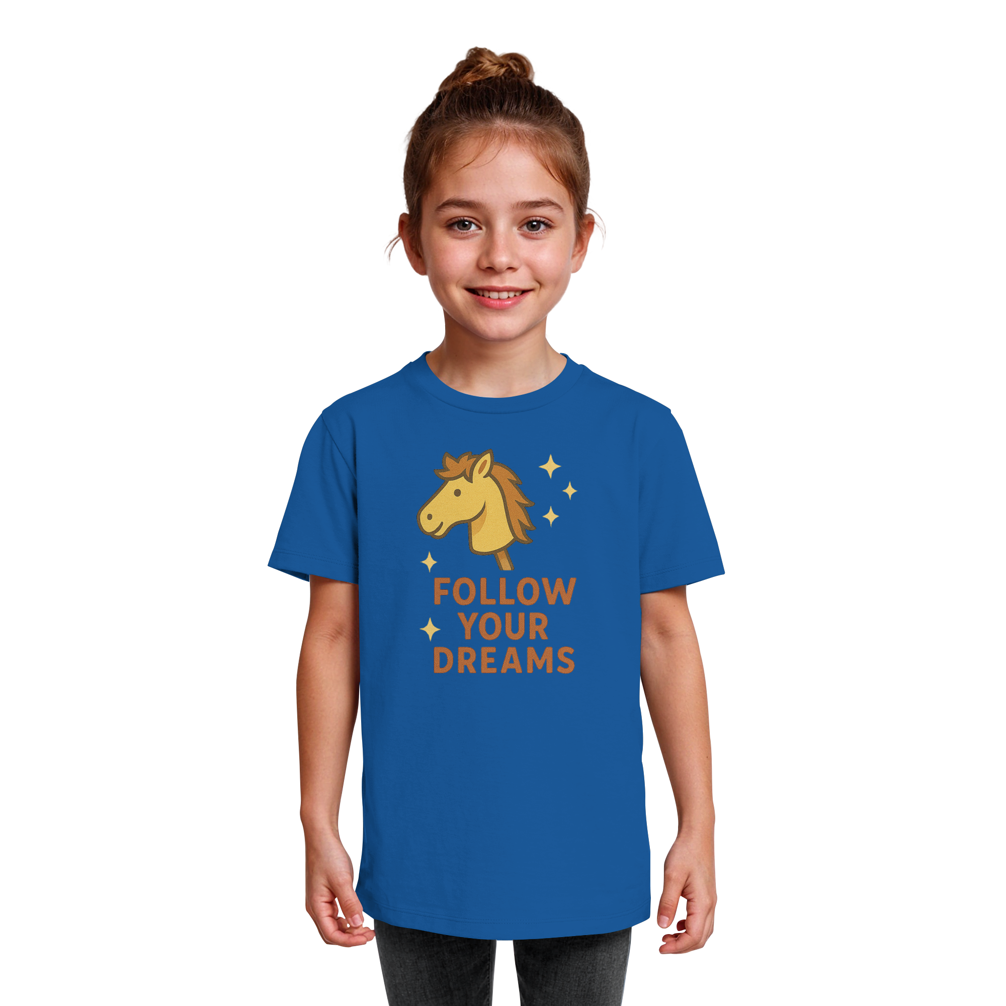 Follow Your Dreams – Cute Hobby Horse Shirt | Motivational Horse Design - Kids Organic Shirt