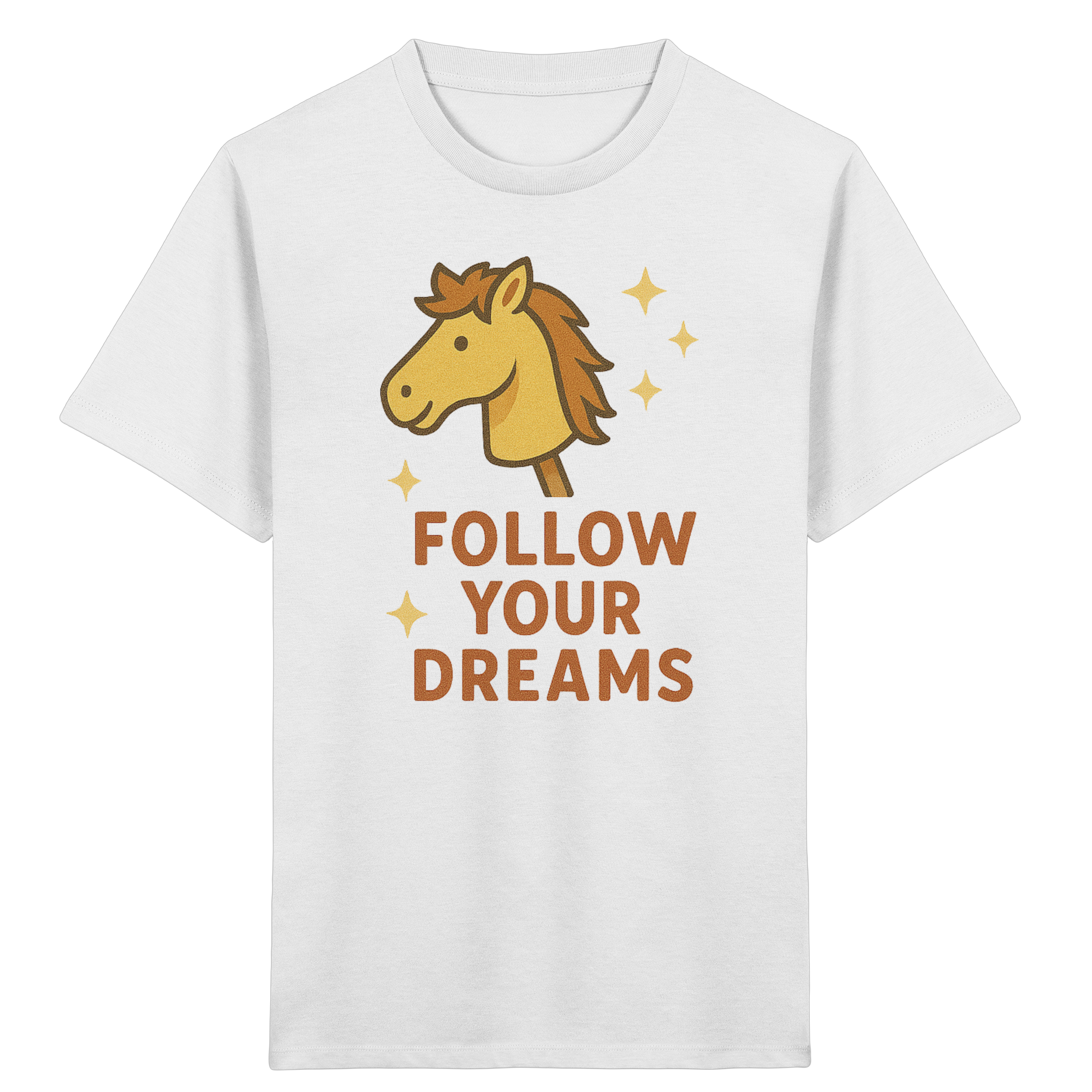 Follow Your Dreams – Cute Hobby Horse Shirt | Motivational Horse Design - Kids Organic Shirt