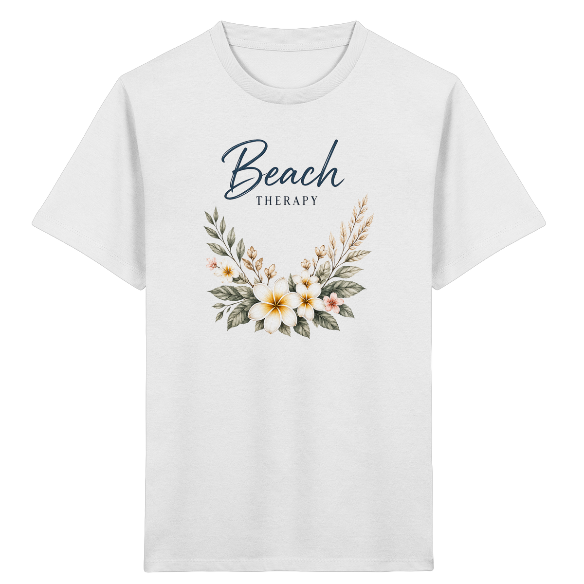 Beach Therapy | Florales Strandmotiv | Sommer | Urlaub | Meer | Blumen | - Kids Organic Shirt