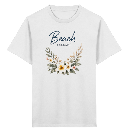 Beach Therapy | Florales Strandmotiv | Sommer | Urlaub | Meer | Blumen | - Kids Organic Shirt