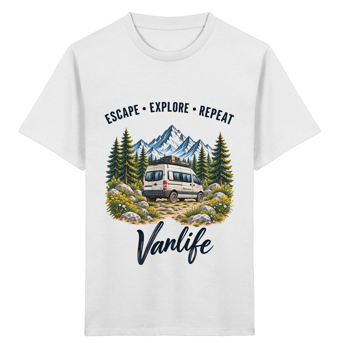 Escape • Explore • Repeat – Vanlife - Kinder Bio T-Shirt