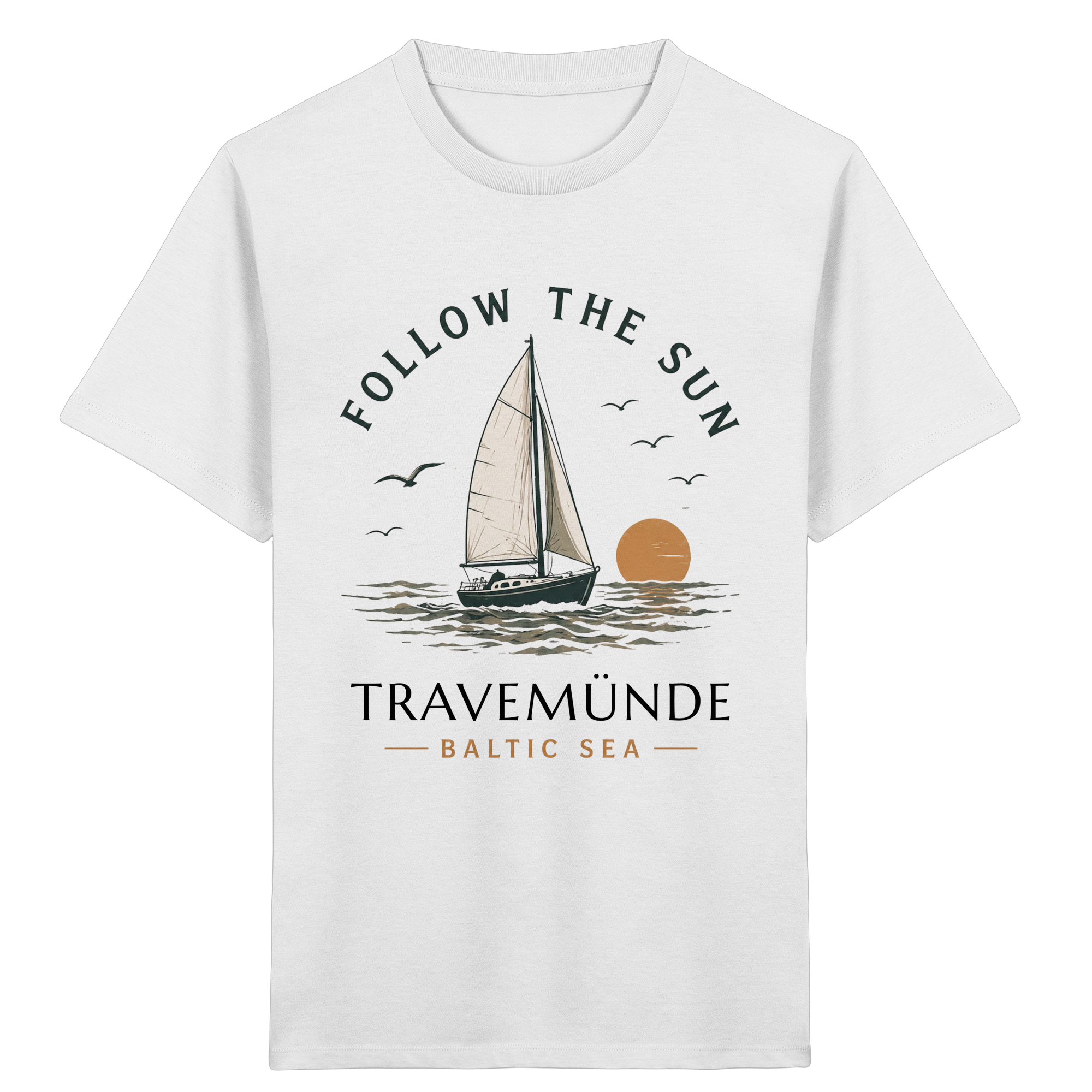 Travemünde Follow The Sun Kinder T-Shirt – 100 % Bio-Baumwolle