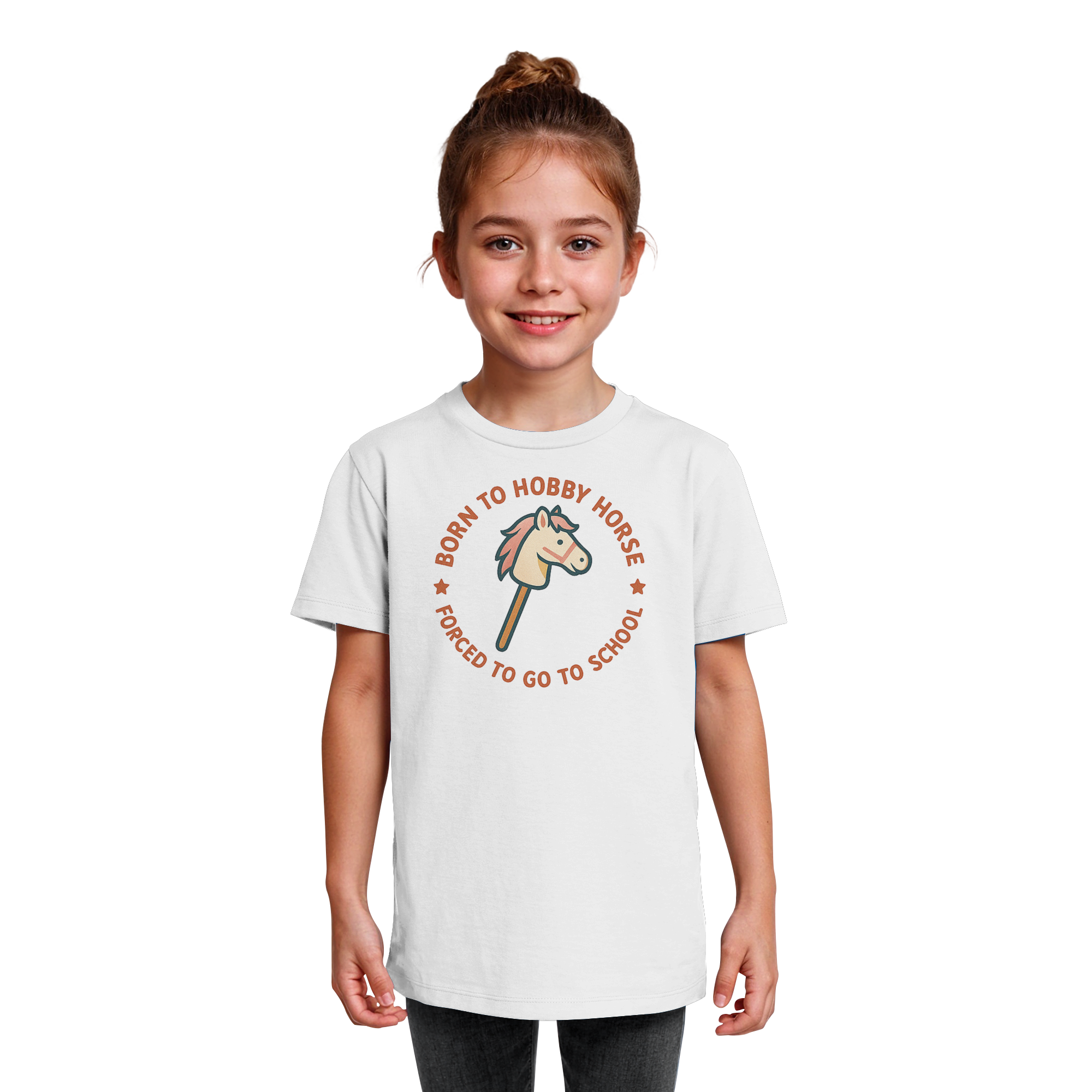 „Born to Hobby Horse – Forced to Go to School“ ✨ - Kids Organic Shirt