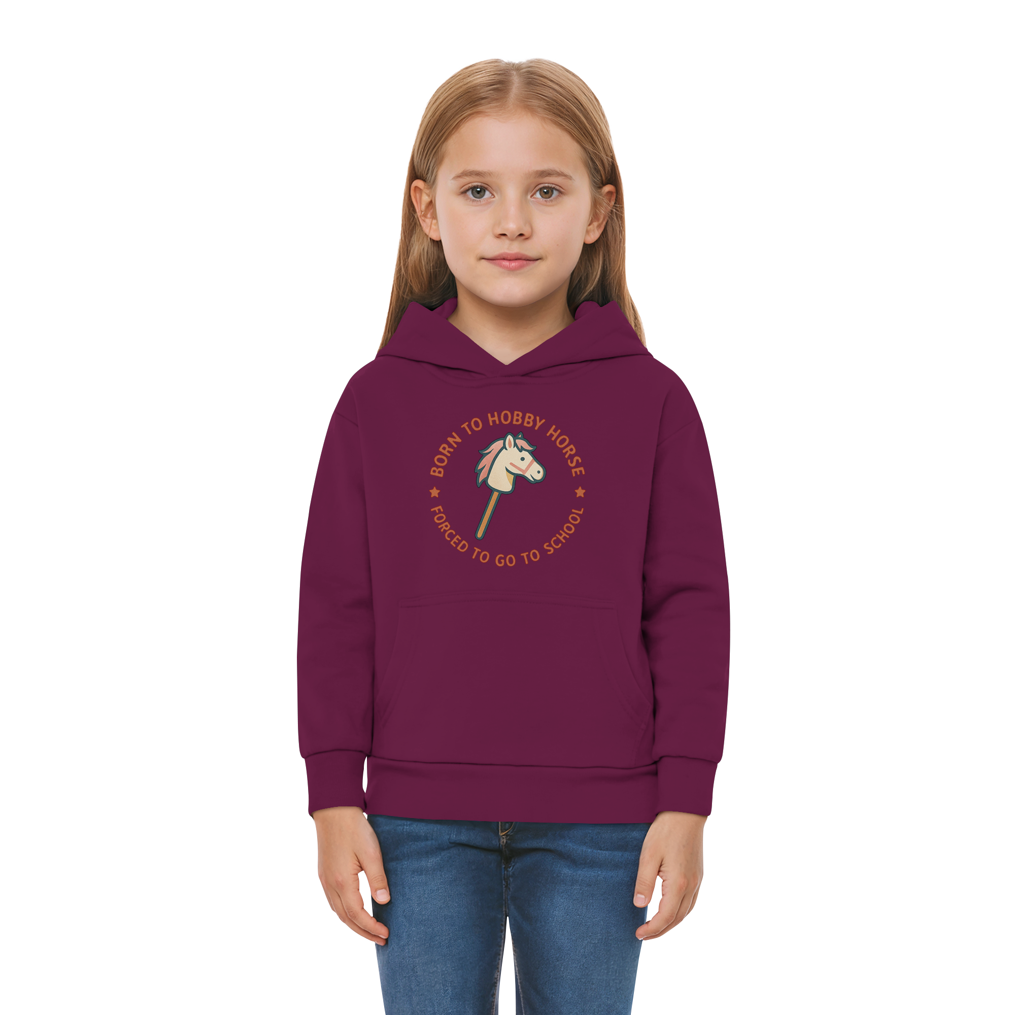 „Born to Hobby Horse – Forced to Go to School“ ✨ - Kids Premium Hoodie