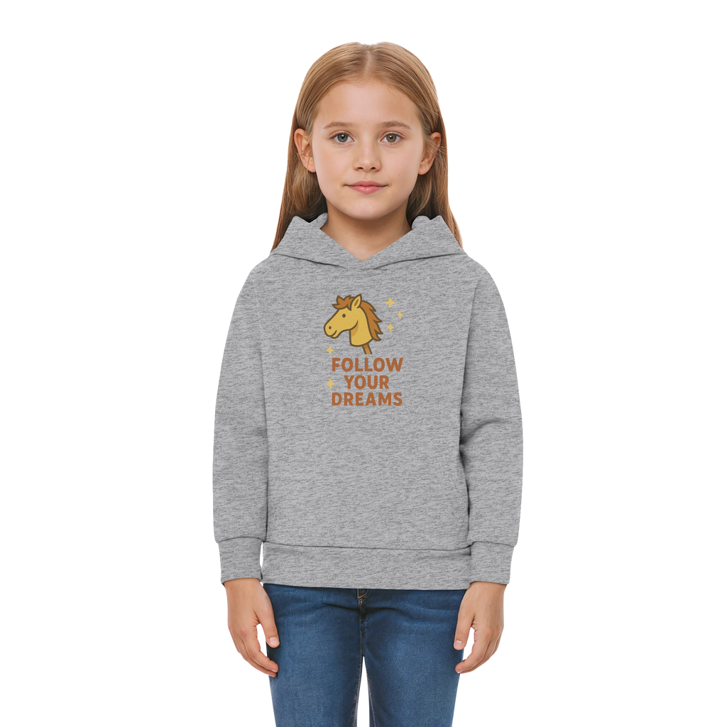 Follow Your Dreams – Cute Hobby Horse Hoodie | Motivational Horse Design - Kids Premium Hoodie
