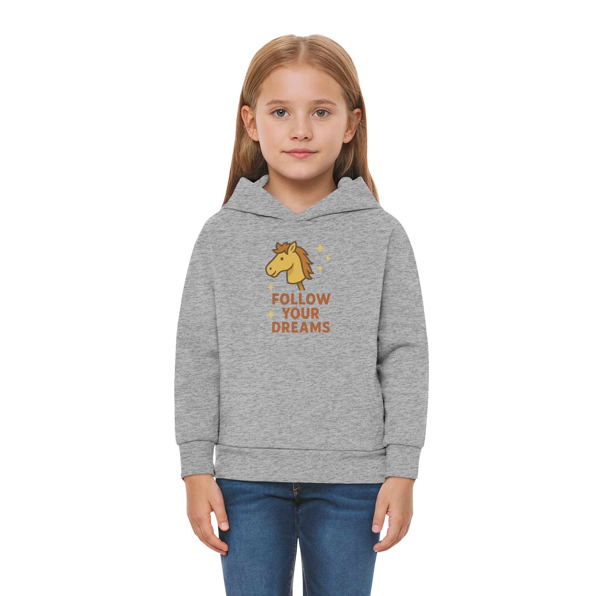 Follow Your Dreams – Cute Hobby Horse Hoodie | Motivational Horse Design - Kids Premium Hoodie