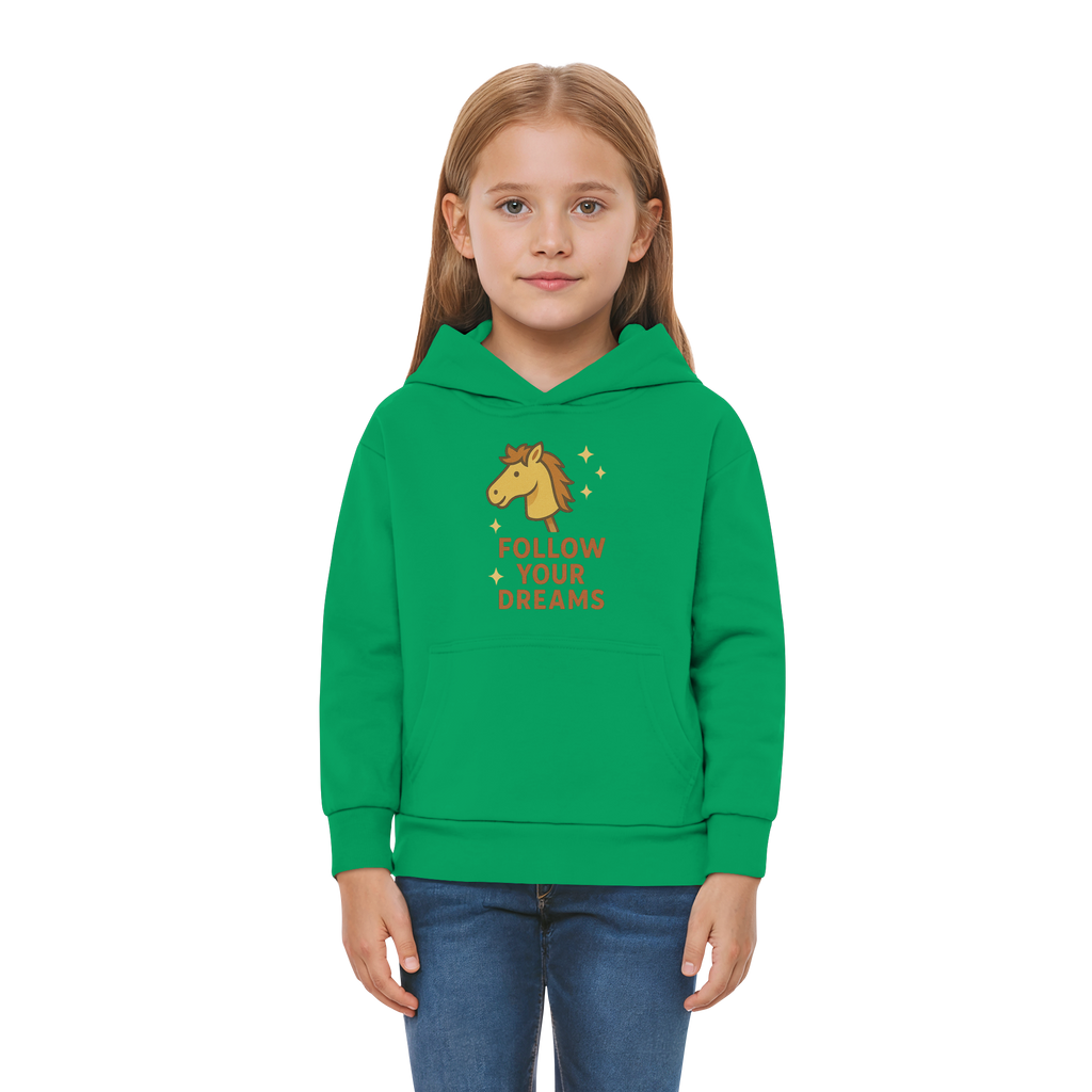 Follow Your Dreams – Cute Hobby Horse Hoodie | Motivational Horse Design - Kids Premium Hoodie
