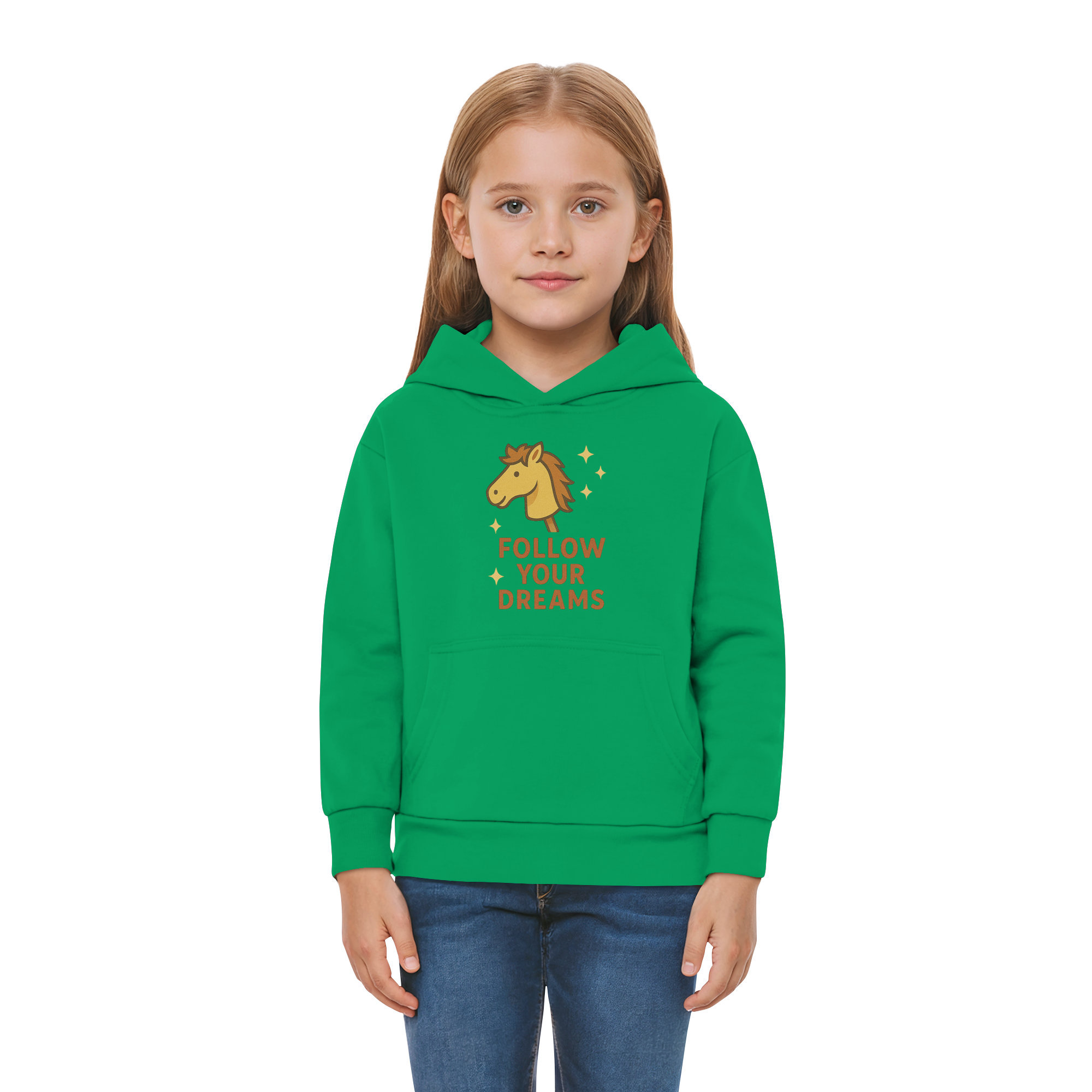 Follow Your Dreams – Cute Hobby Horse Hoodie | Motivational Horse Design - Kids Premium Hoodie