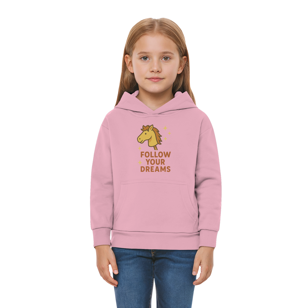 Follow Your Dreams – Cute Hobby Horse Hoodie | Motivational Horse Design - Kids Premium Hoodie