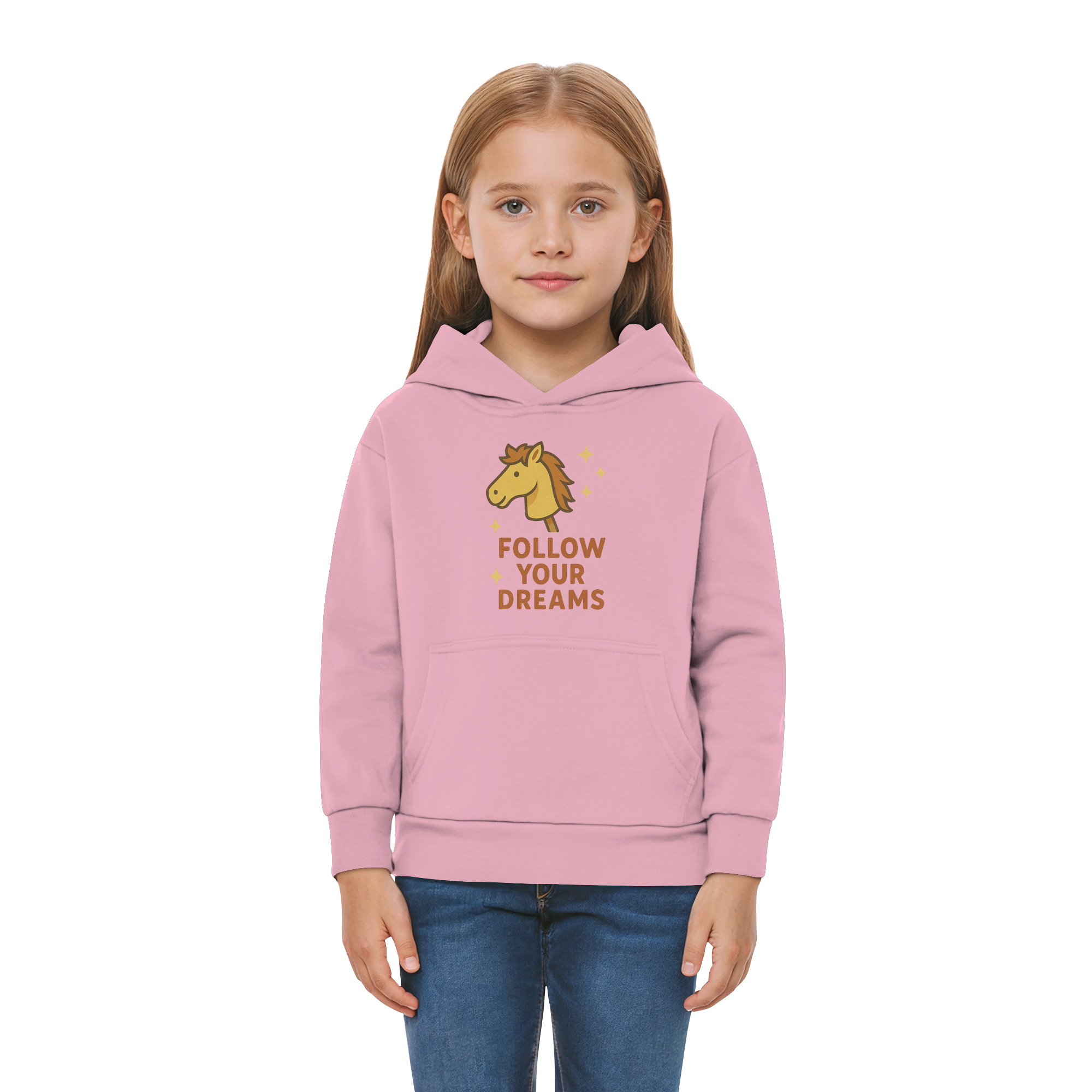 Follow Your Dreams – Cute Hobby Horse Hoodie | Motivational Horse Design - Kids Premium Hoodie