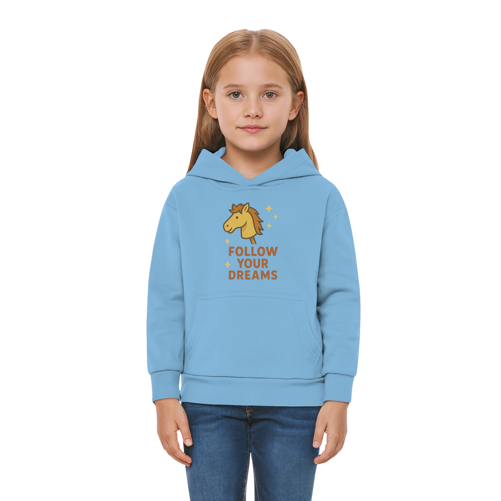 Follow Your Dreams – Cute Hobby Horse Hoodie | Motivational Horse Design - Kids Premium Hoodie