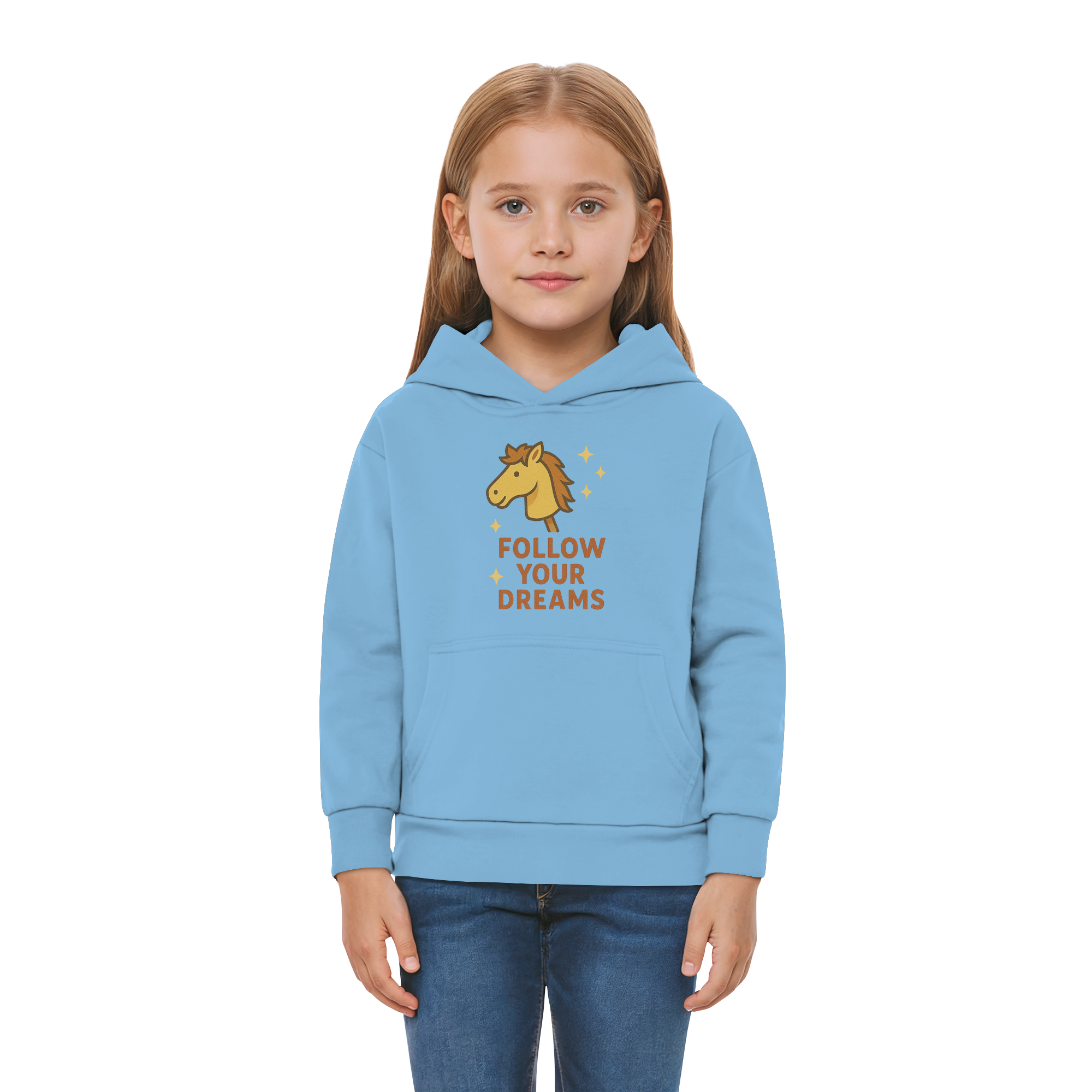 Follow Your Dreams – Cute Hobby Horse Hoodie | Motivational Horse Design - Kids Premium Hoodie