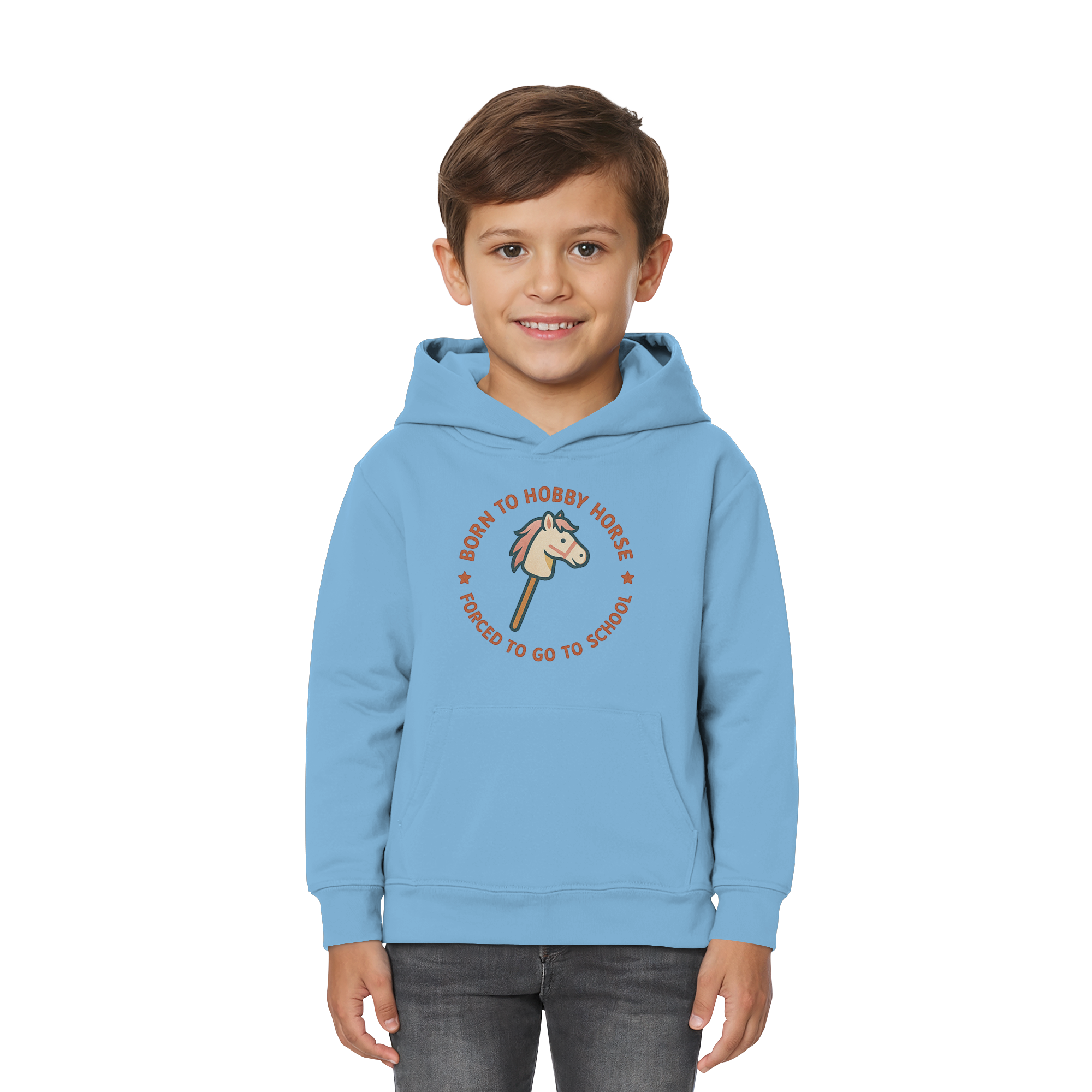 „Born to Hobby Horse – Forced to Go to School“ ✨ - Kids Premium Hoodie