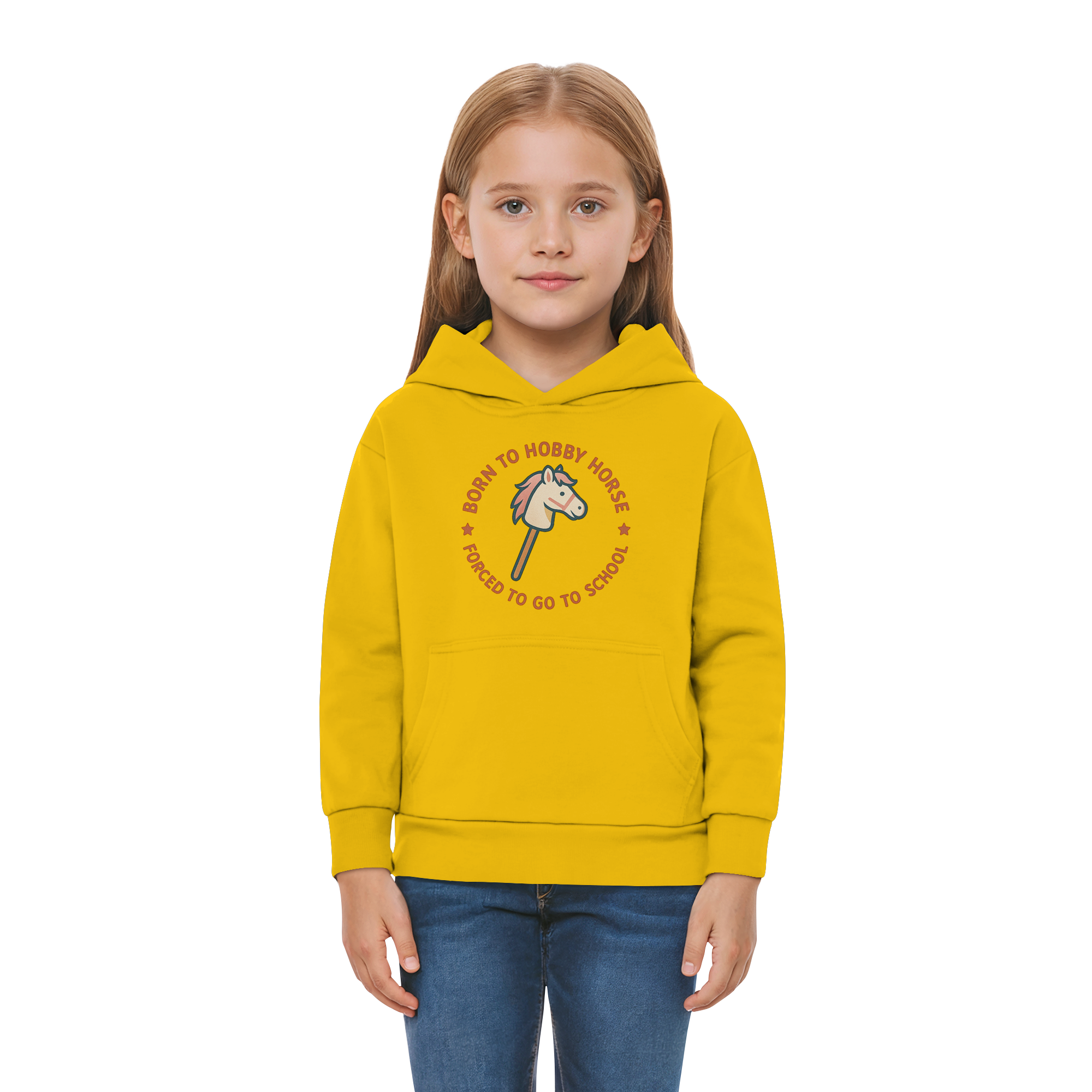 „Born to Hobby Horse – Forced to Go to School“ ✨ - Kids Premium Hoodie