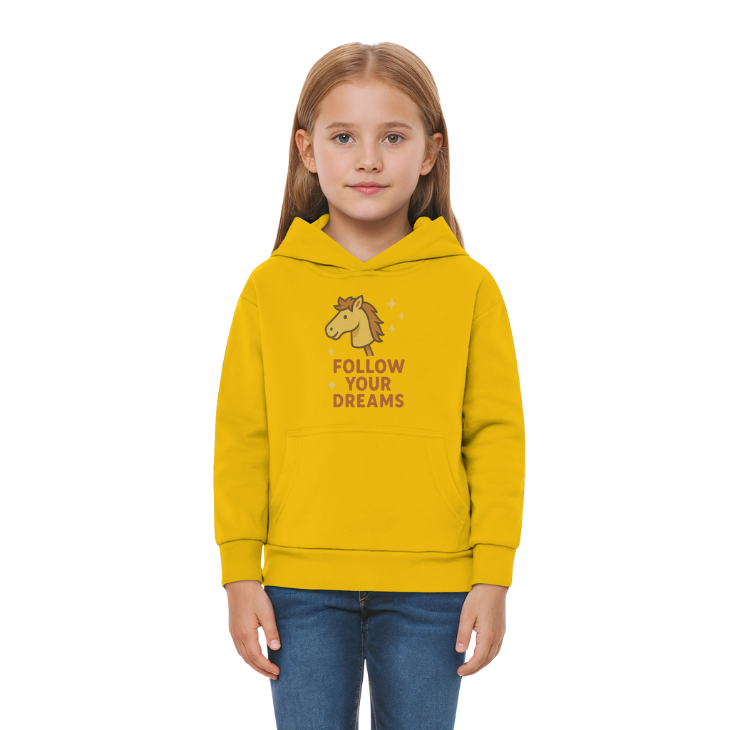 Follow Your Dreams – Cute Hobby Horse Hoodie | Motivational Horse Design - Kids Premium Hoodie