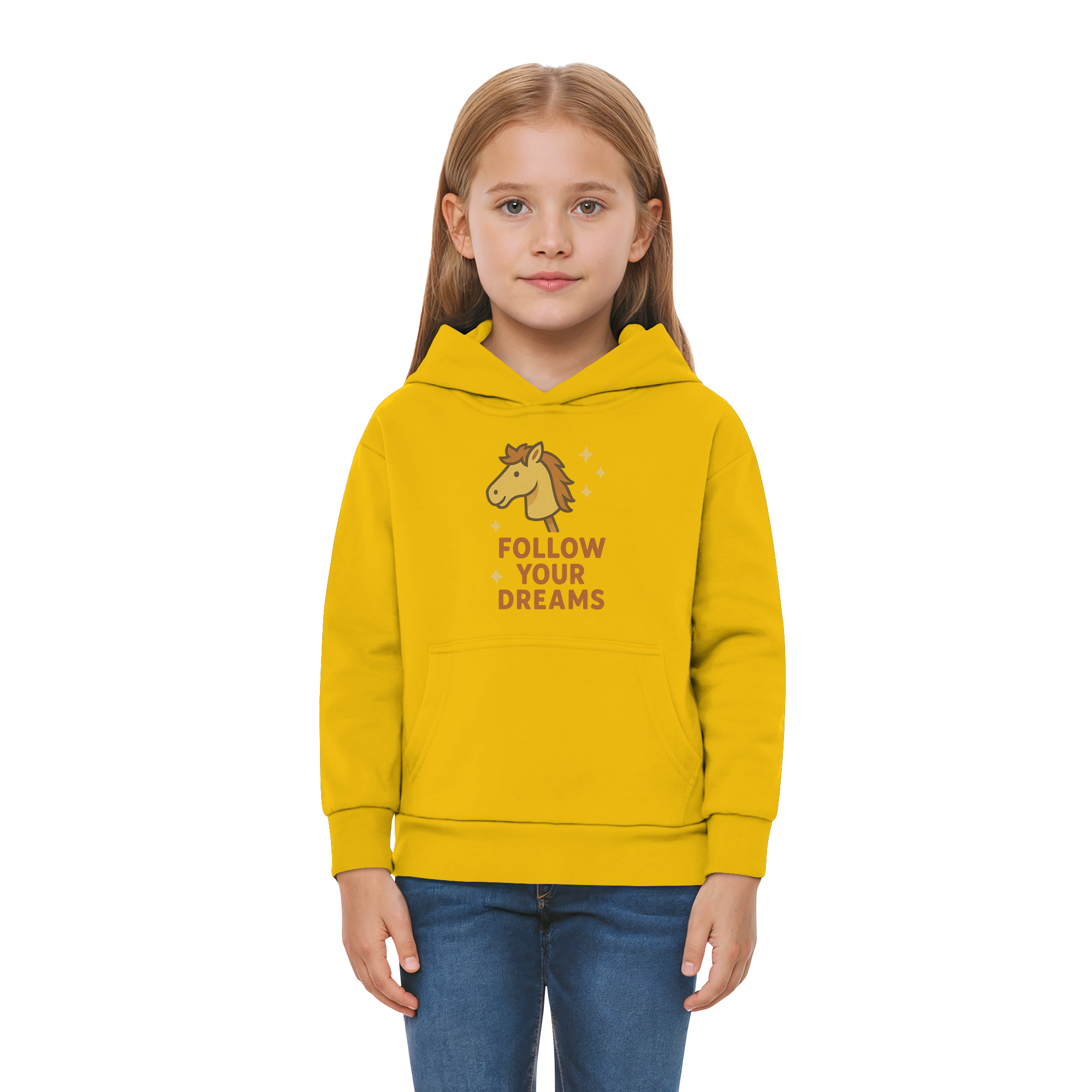 Follow Your Dreams – Cute Hobby Horse Hoodie | Motivational Horse Design - Kids Premium Hoodie