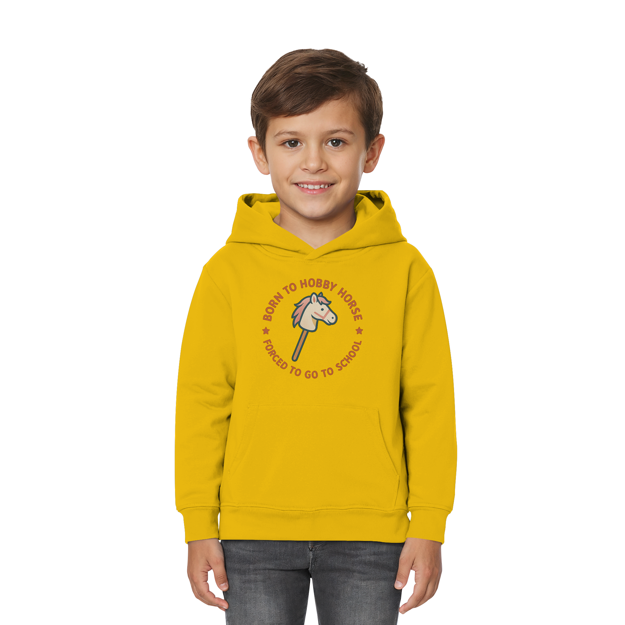 „Born to Hobby Horse – Forced to Go to School“ ✨ - Kids Premium Hoodie