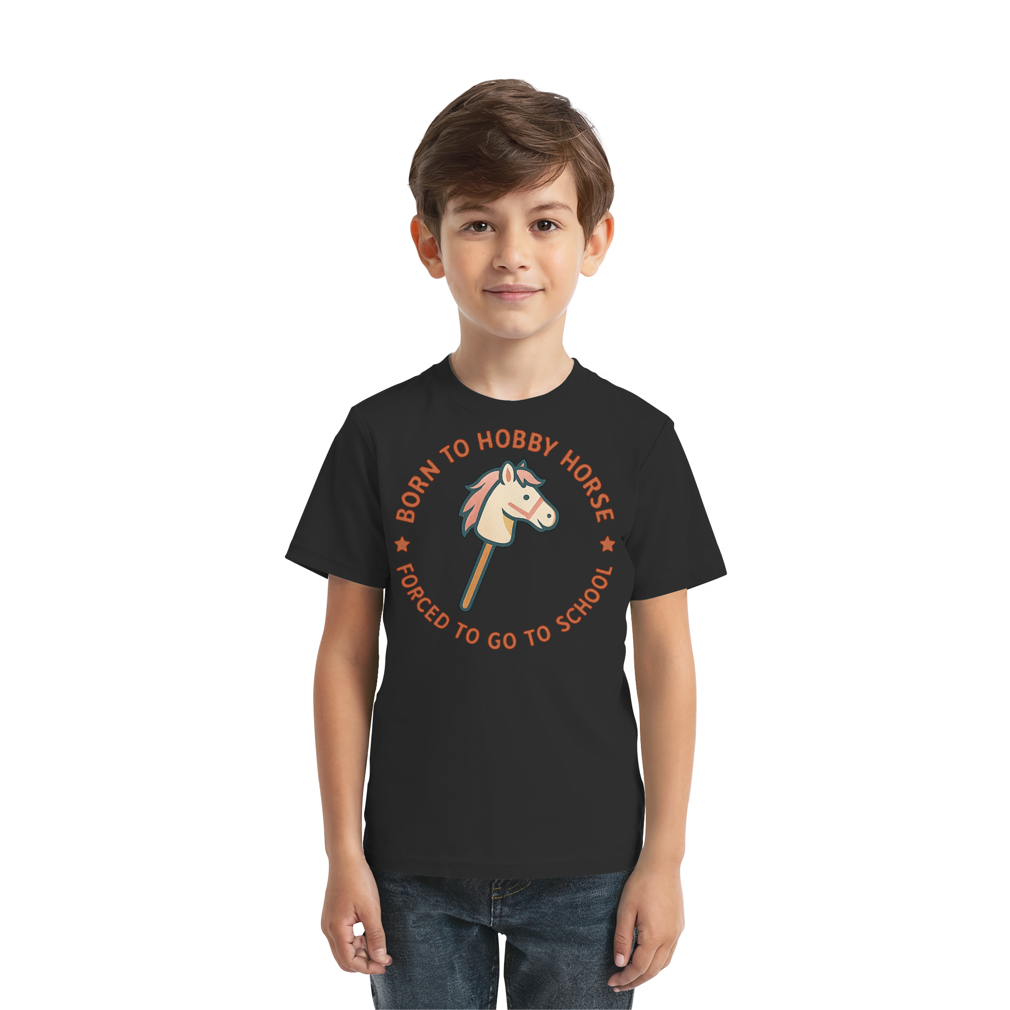 „Born to Hobby Horse – Forced to Go to School“ ✨ - Kids Premium Shirt