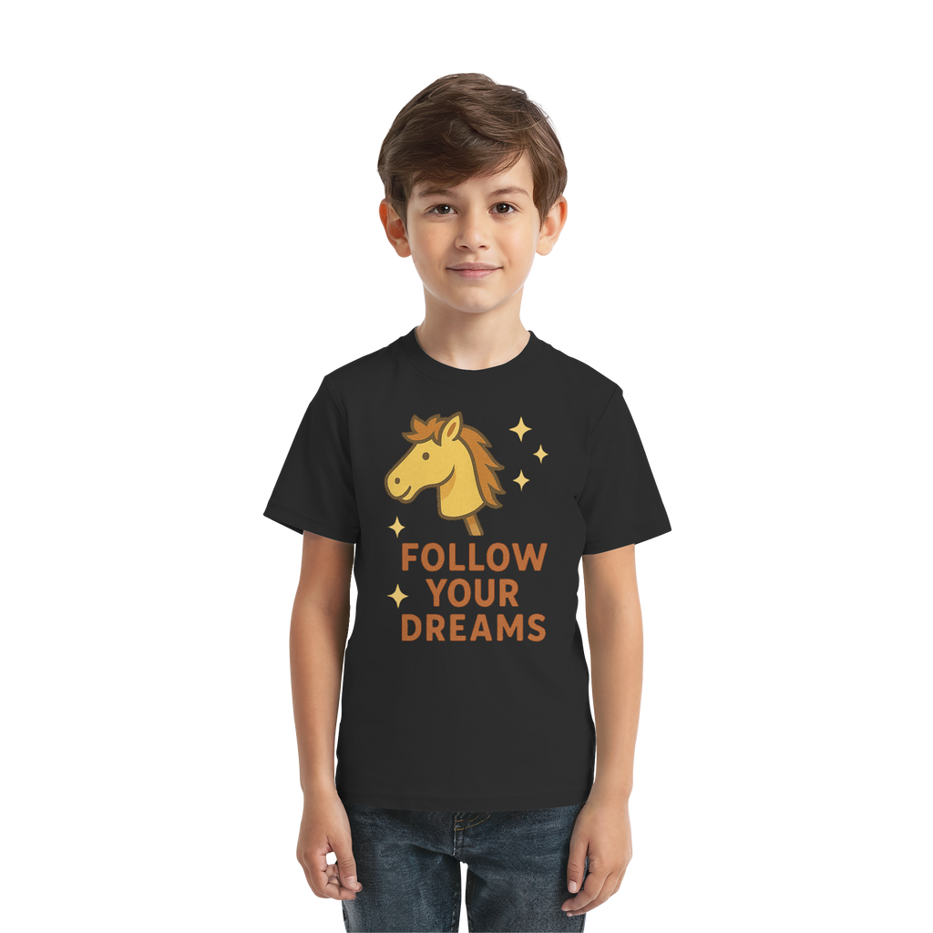 Follow Your Dreams – Cute Hobby Horse Shirt | Motivational Horse Design - Kids Premium Shirt