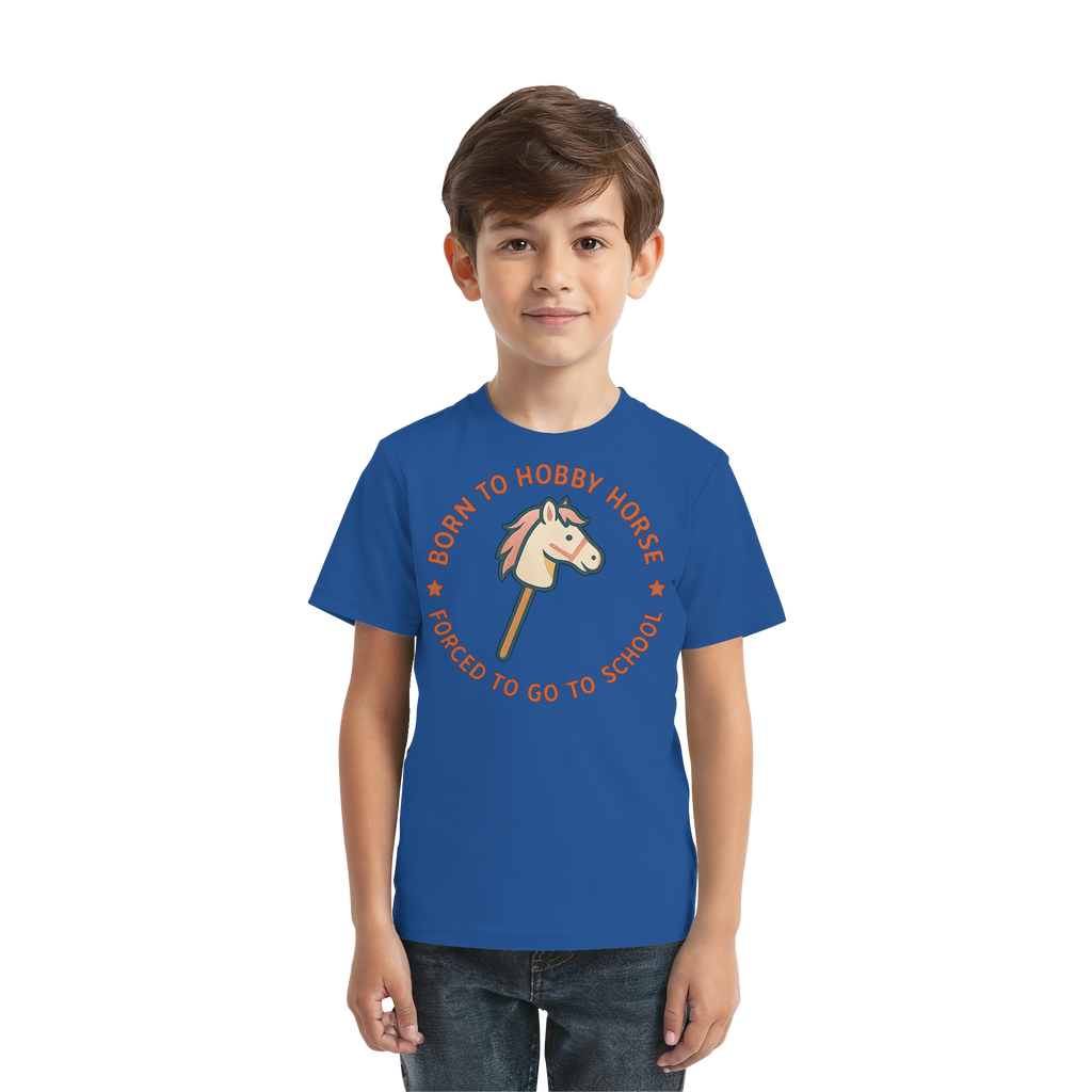 „Born to Hobby Horse – Forced to Go to School“ ✨ - Kids Premium Shirt