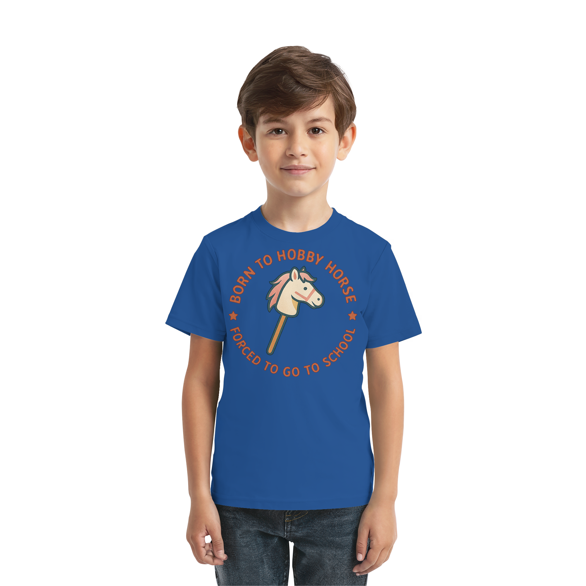 „Born to Hobby Horse – Forced to Go to School“ ✨ - Kids Premium Shirt