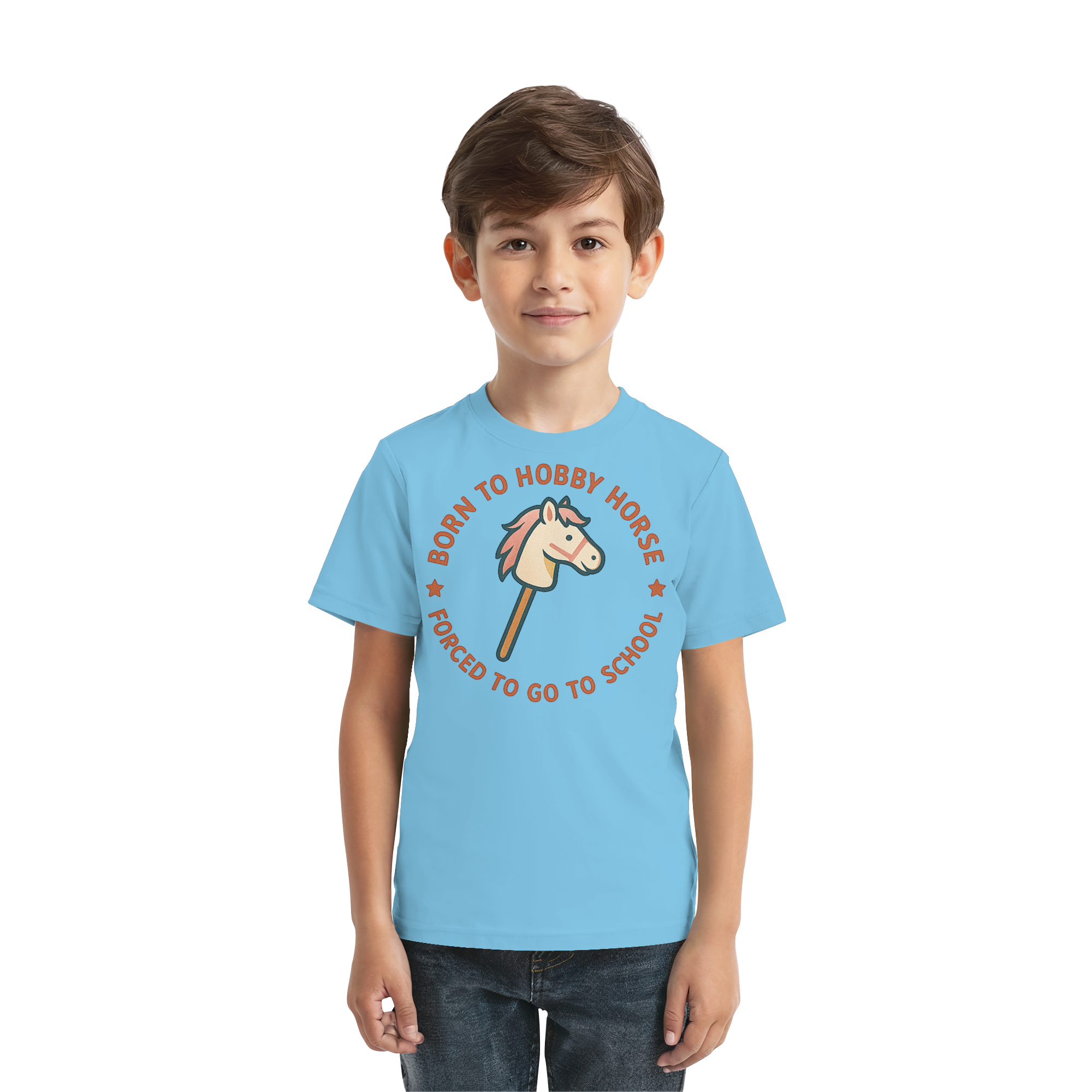 „Born to Hobby Horse – Forced to Go to School“ ✨ - Kids Premium Shirt