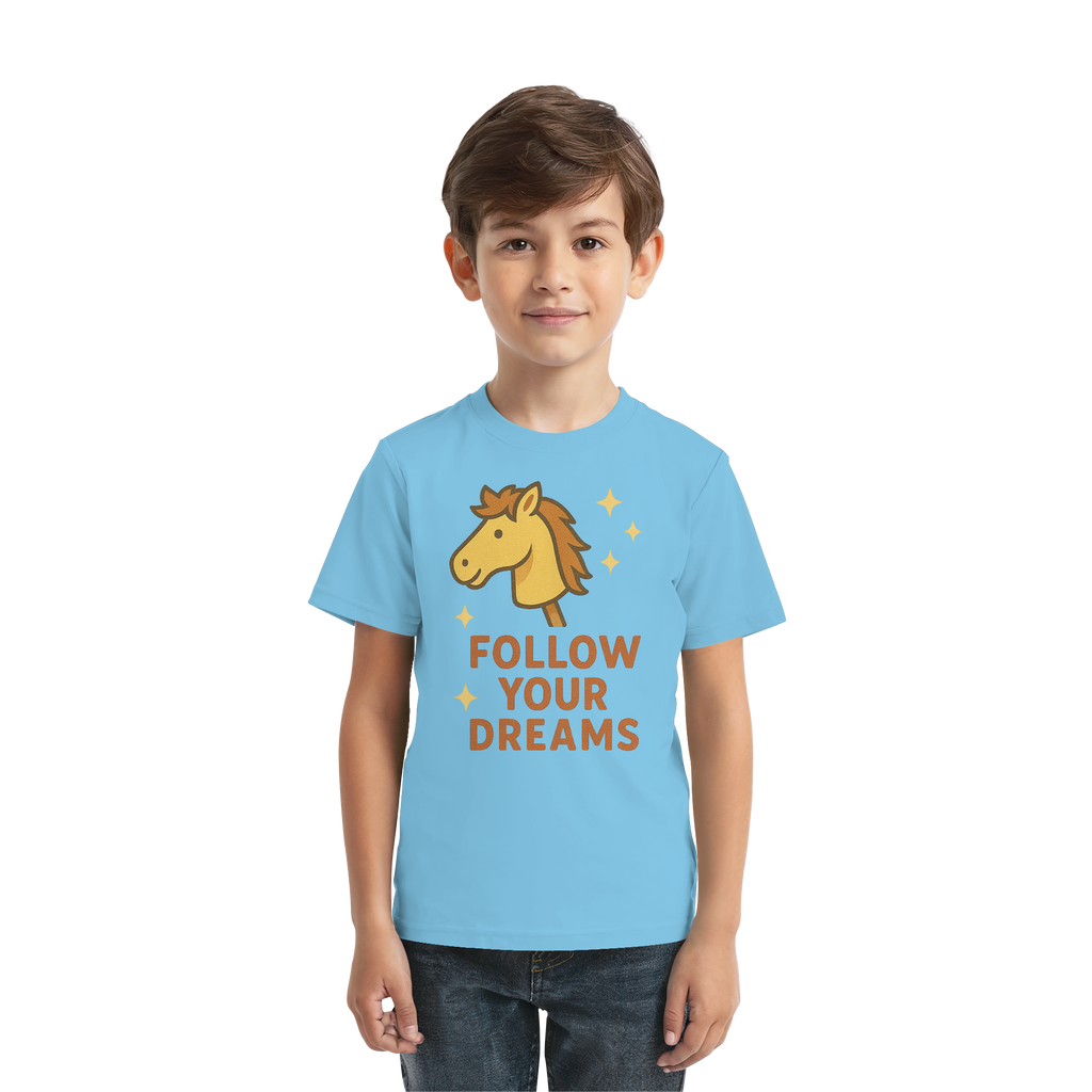 Follow Your Dreams – Cute Hobby Horse Shirt | Motivational Horse Design - Kids Premium Shirt