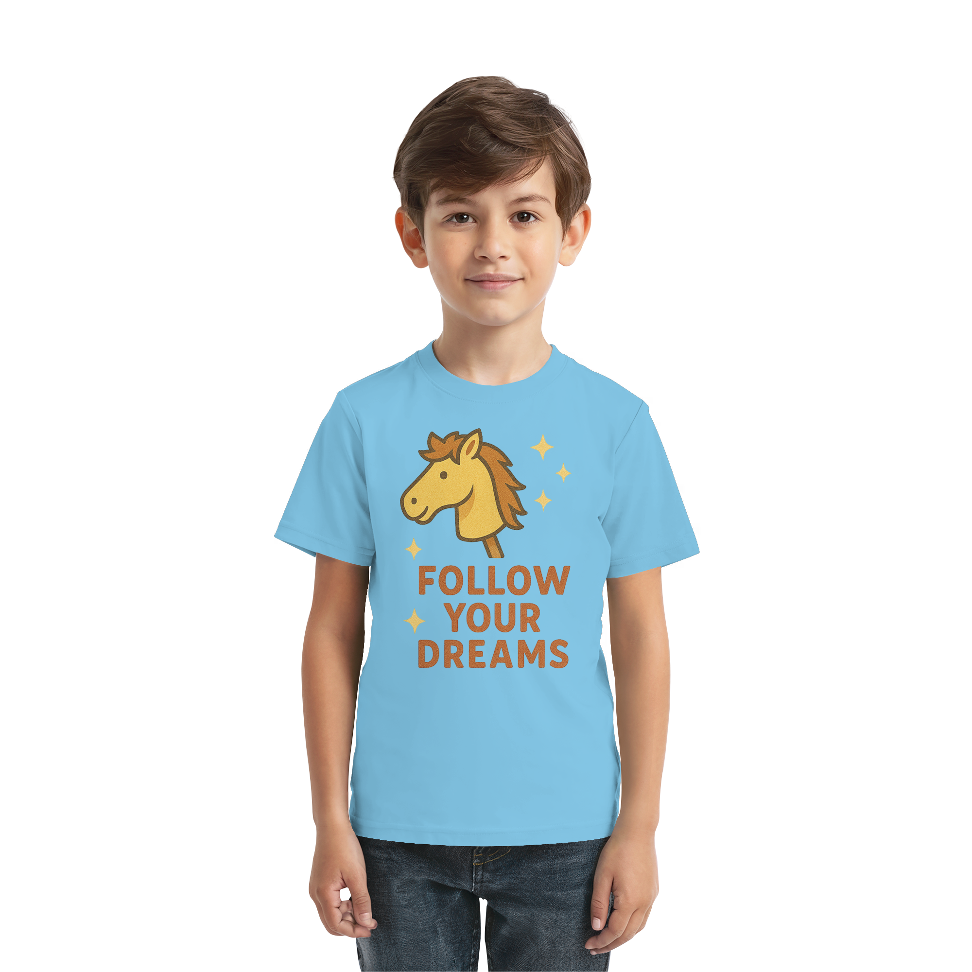 Follow Your Dreams – Cute Hobby Horse Shirt | Motivational Horse Design - Kids Premium Shirt