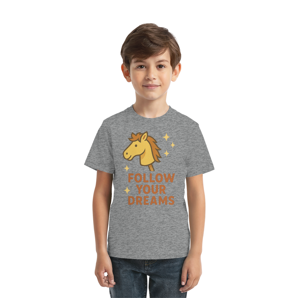 Follow Your Dreams – Cute Hobby Horse Shirt | Motivational Horse Design - Kids Premium Shirt
