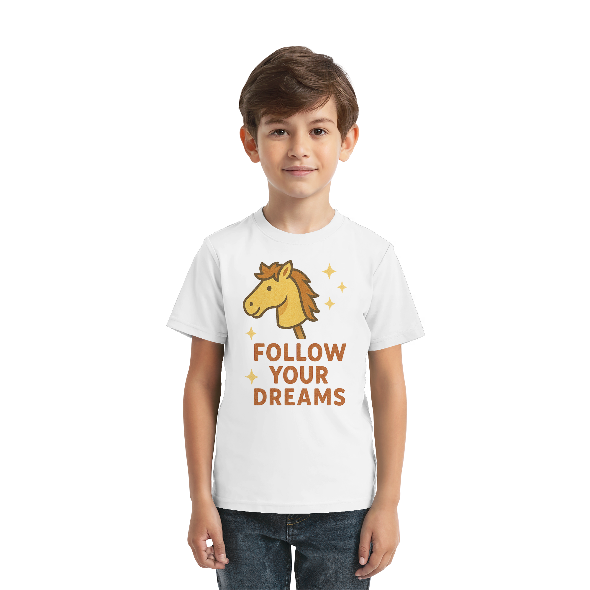 Follow Your Dreams – Cute Hobby Horse Shirt | Motivational Horse Design - Kids Premium Shirt