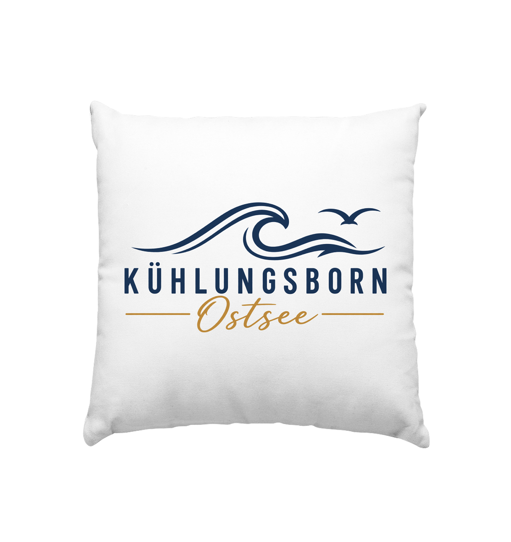 Kühlungsborn Baltic Waves Zierkissen 40 × 40 cm Light Edition in Weiss satiniert – originales Shirtigo-Produktmockup