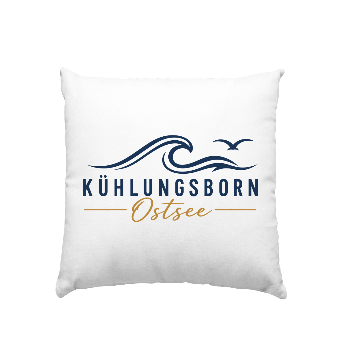 Kühlungsborn Baltic Waves Zierkissen 40 × 40 cm Light Edition in Weiss satiniert – originales Shirtigo-Produktmockup