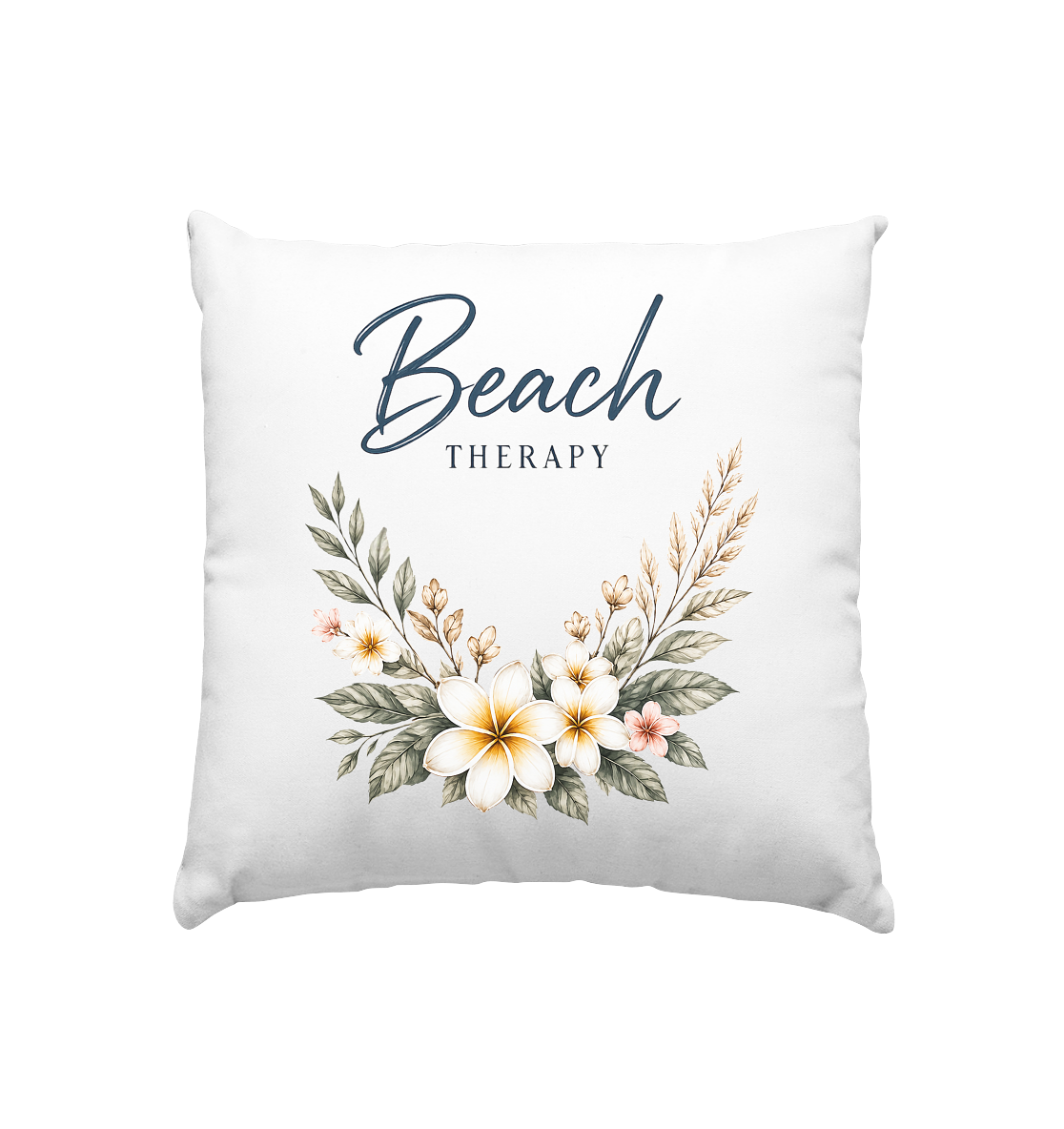 Beach Therapy | Florales Strandmotiv | Sommer | Urlaub | Meer | Blumen | - Kissen 40x40cm