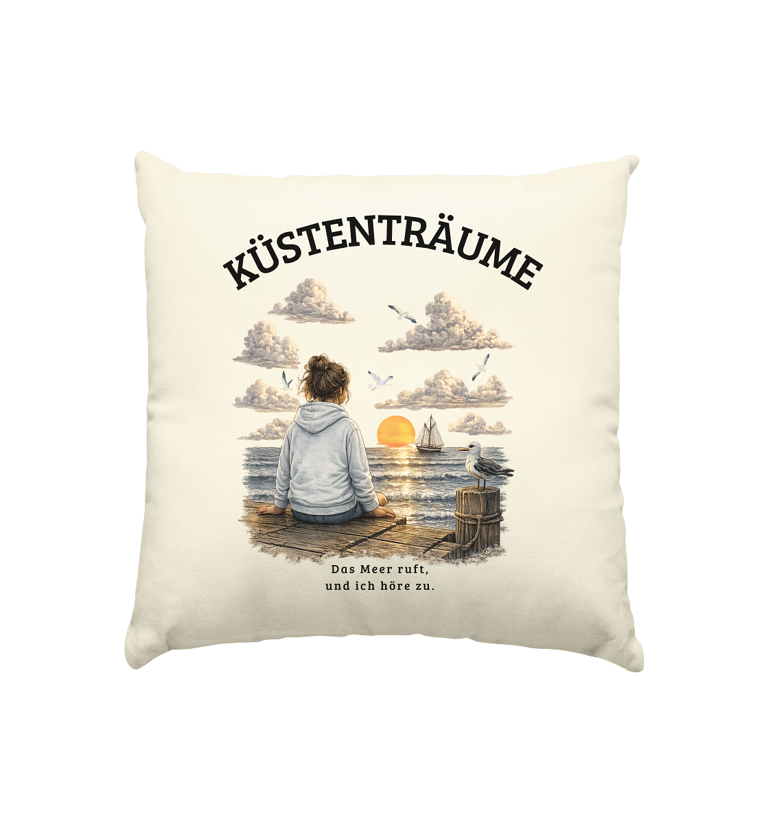 Küstenträume Dekokissen mit Küstenmotiv 40x40 cm