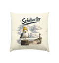 Möwe - Schietwetter - Ostsee - Leuchtturm - Maritimes Küsten Motiv - Für Ostsee und Nordsee - Fans - Kissen natur 40x40cm