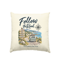 Follow the Road – Vanlife – Kissen 40 × 40 cm – Landschaftsmotiv