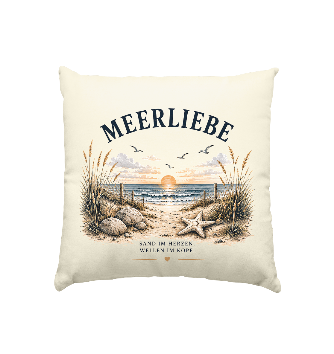 Meerliebe Dekokissen 40x40 cm – Küstengefühl Sea & Soul