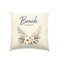 Beach Therapy | Florales Strandmotiv | Sommer | Urlaub | Meer | Blumen | - Kissen natur 40x40cm