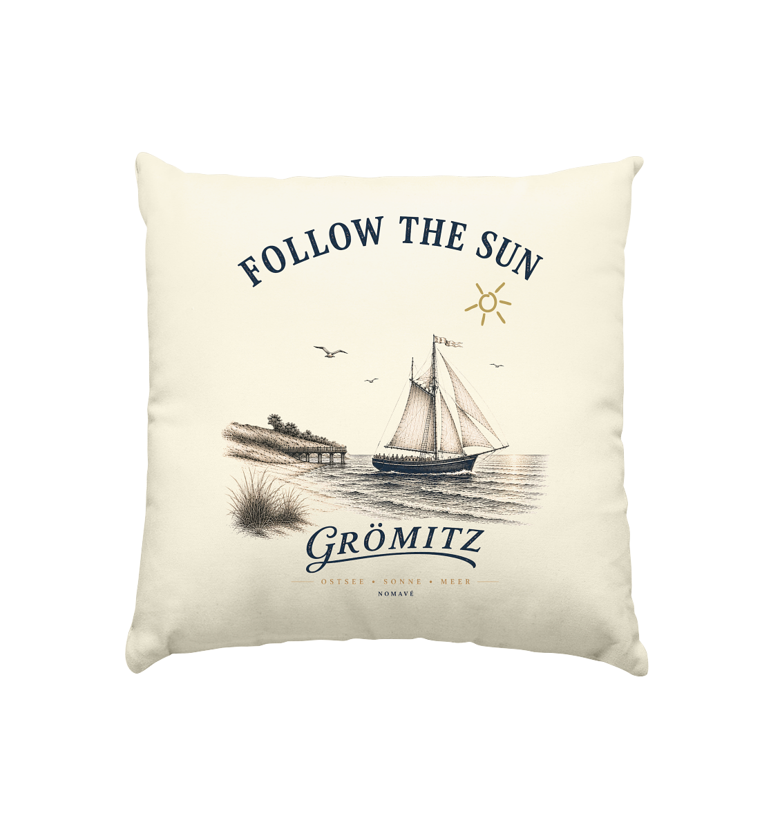 follow-the-sun-grömitz-light-edition - Kissen natur 40x40cm