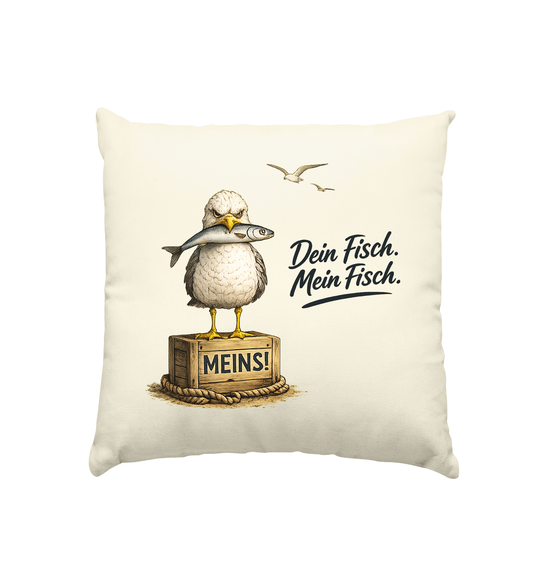 Alpha - Möwe mit Meinung – Dein Fisch. Mein Fisch. | - Kissen natur 40x40cm